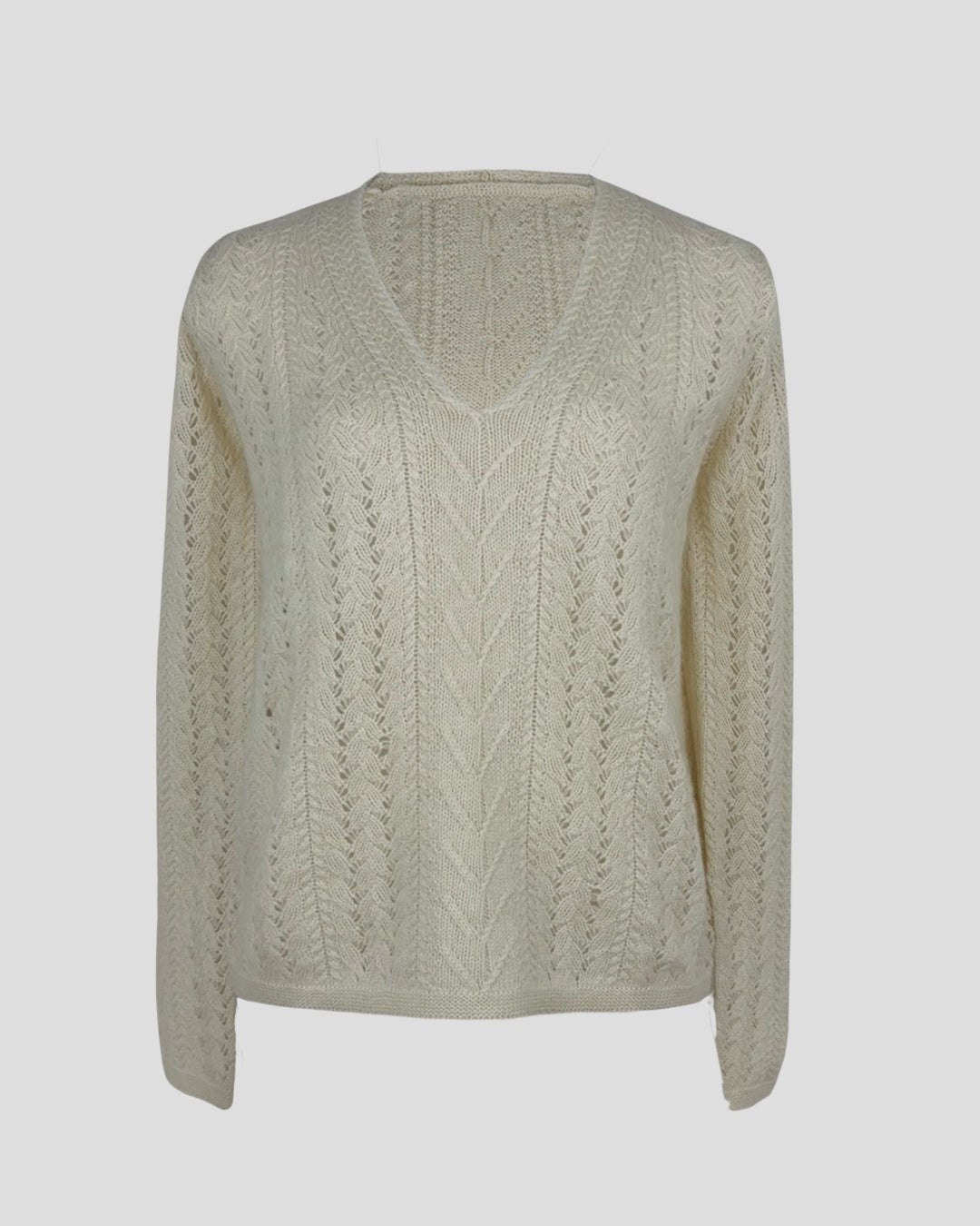 Cashmere Lace Stitch V Neck