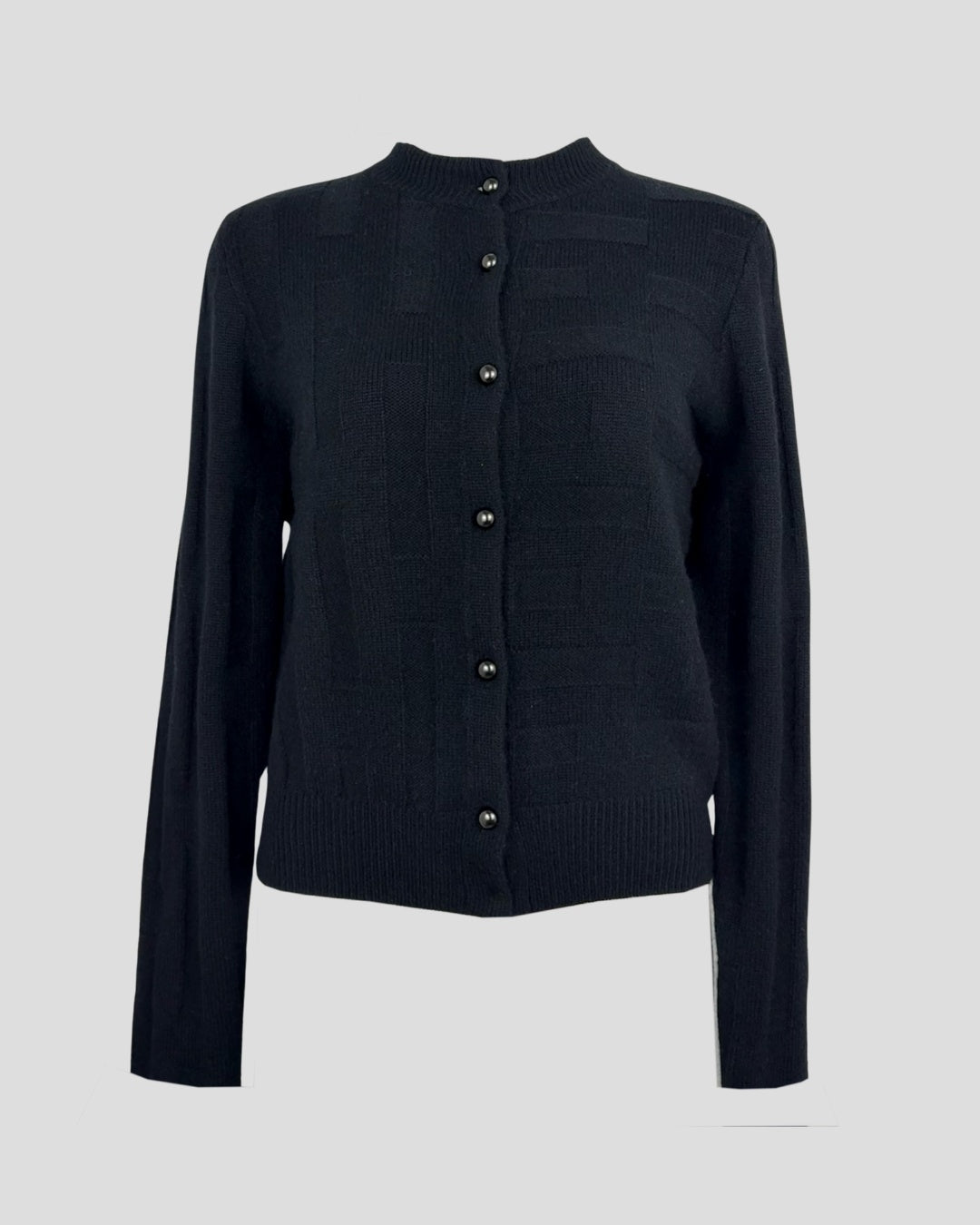 Rectangle Stitch Crop Button Cashmere Cardigan