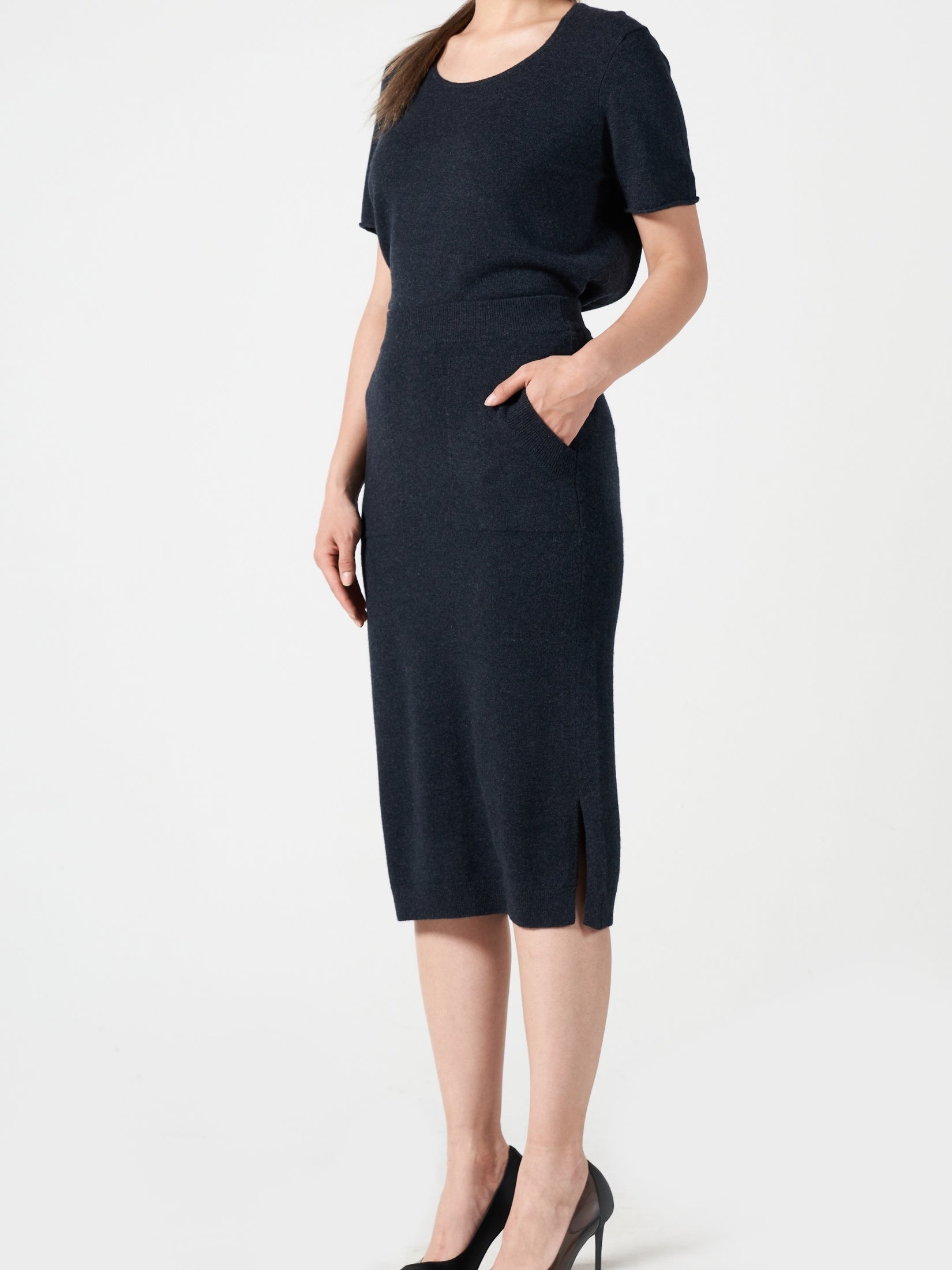 Cashmere Midi Pocket Skirt