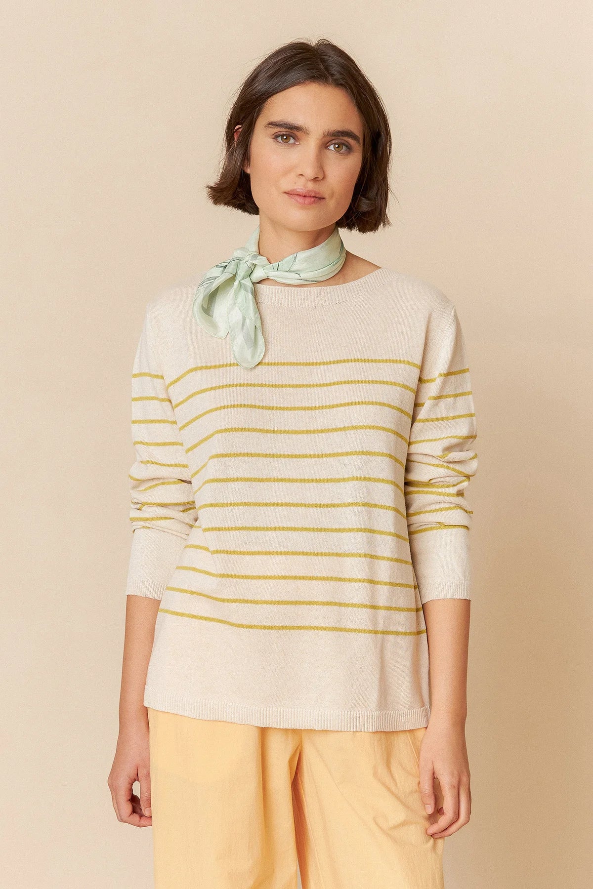 Boat Neck Knitted Sailor Sweater