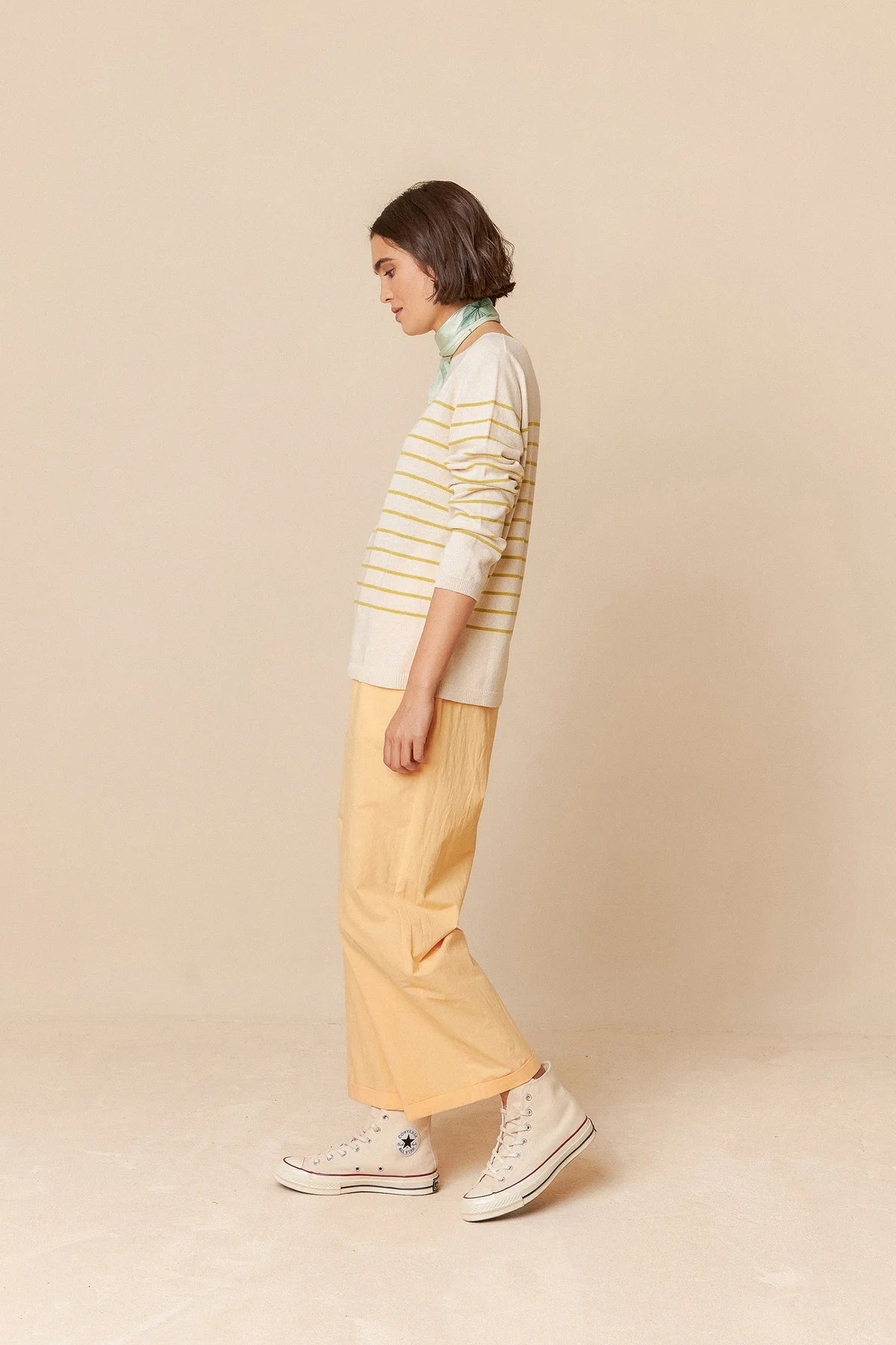 Boat Neck Knitted Sailor Sweater