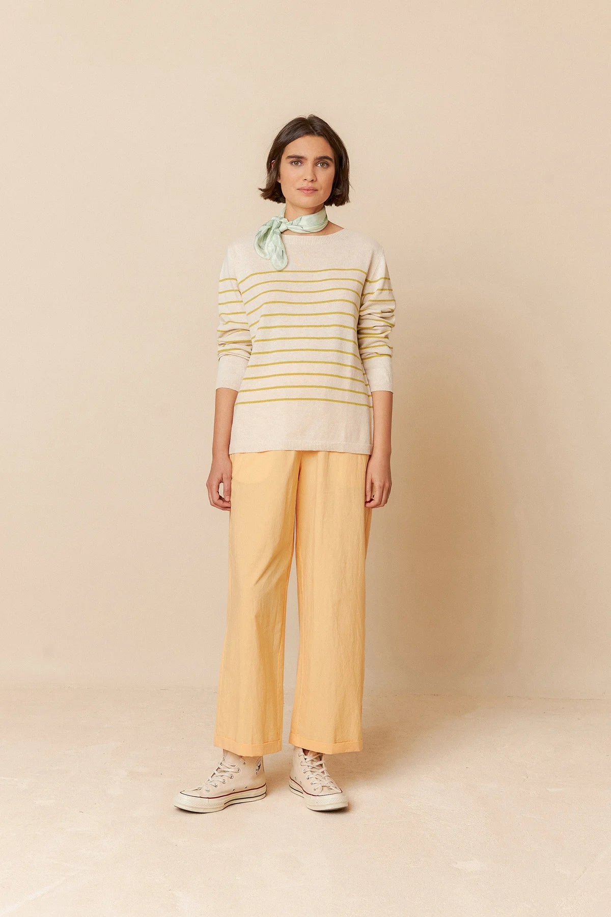 Boat Neck Knitted Sailor Sweater