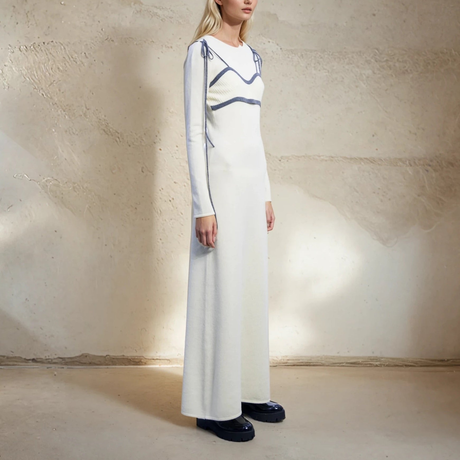 Long Cashmere Dress Ivory