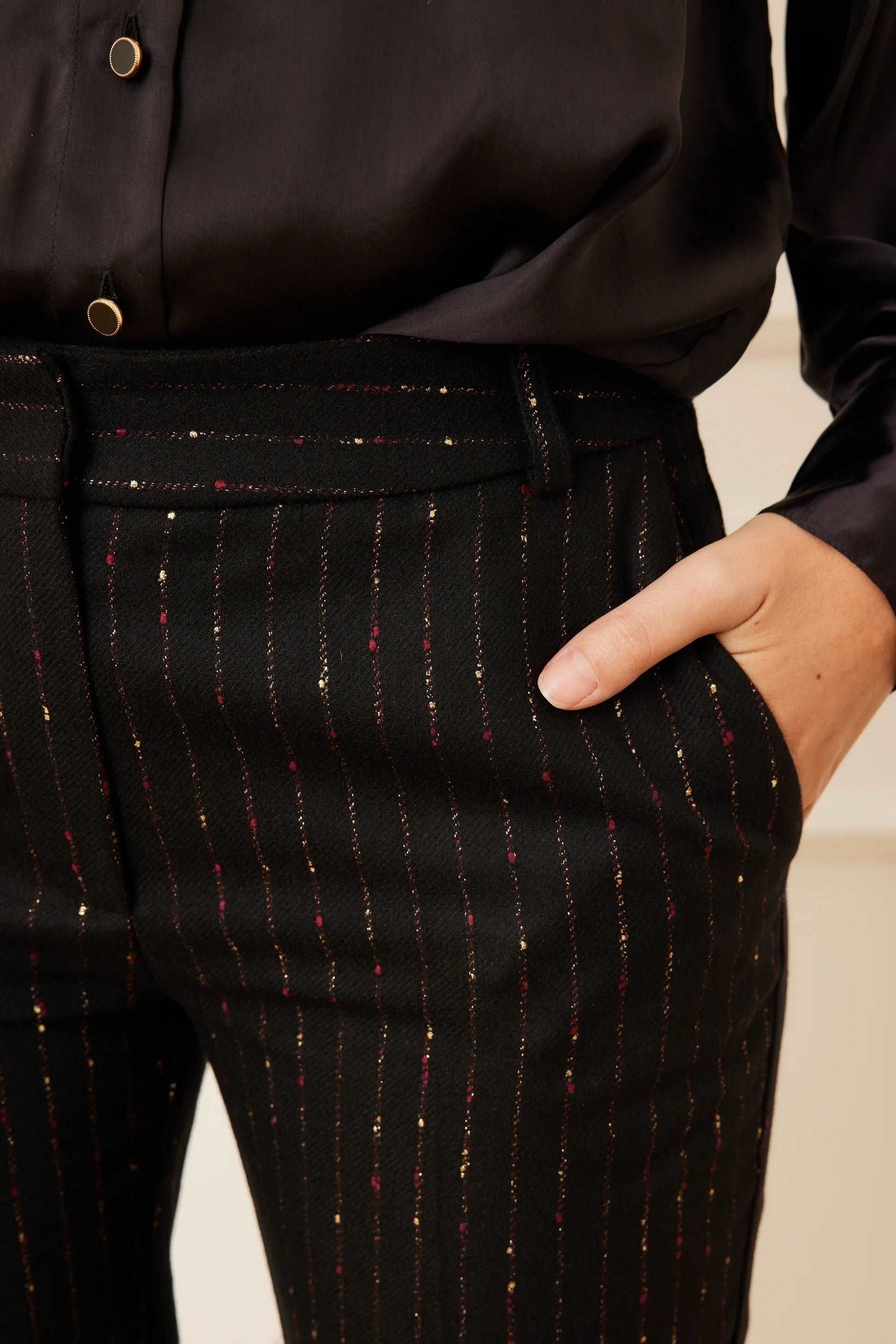 Stripe wool pants