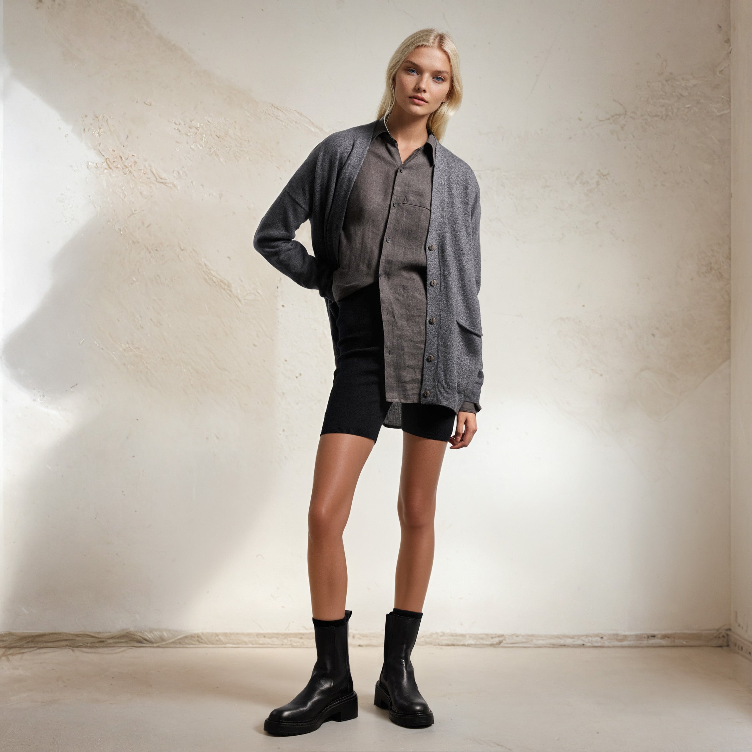 Cashmere Biker Shorts - Black