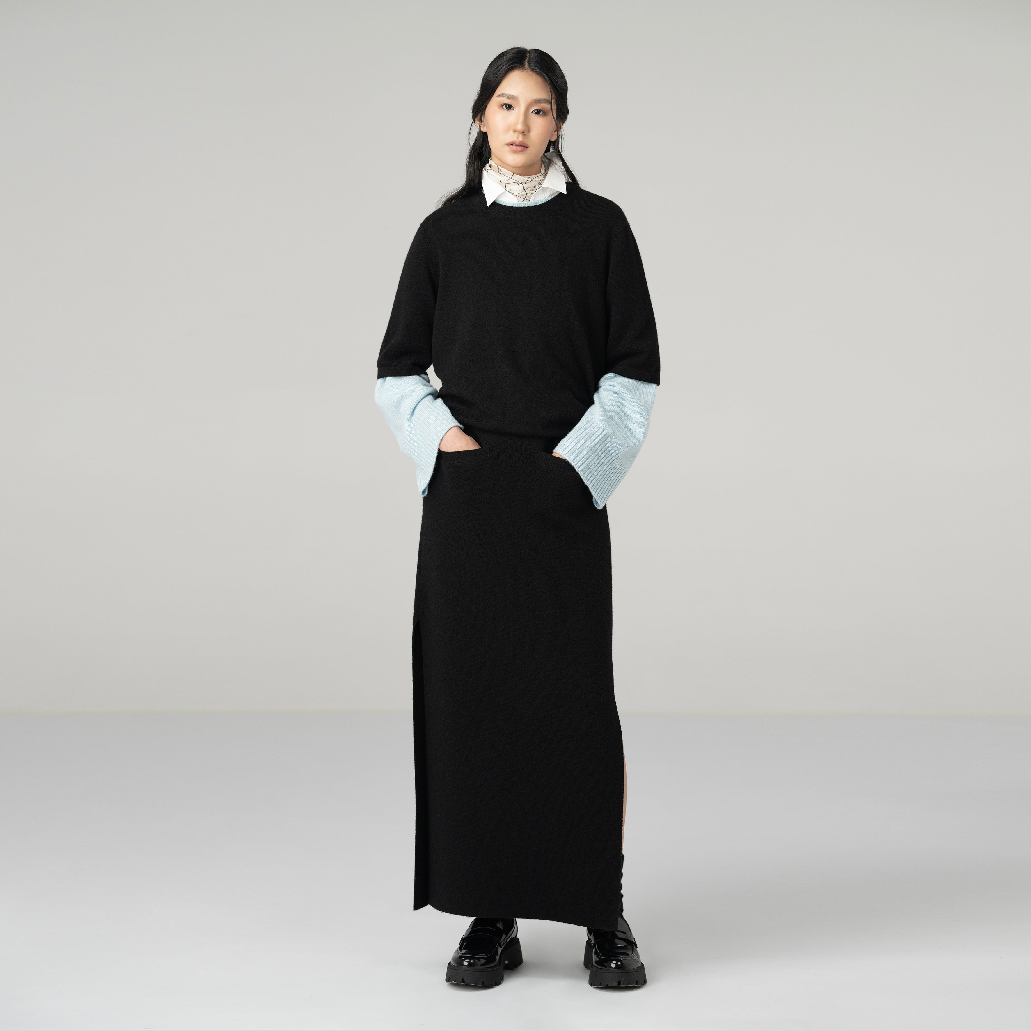 Cashmere Maxi Slit Skirt