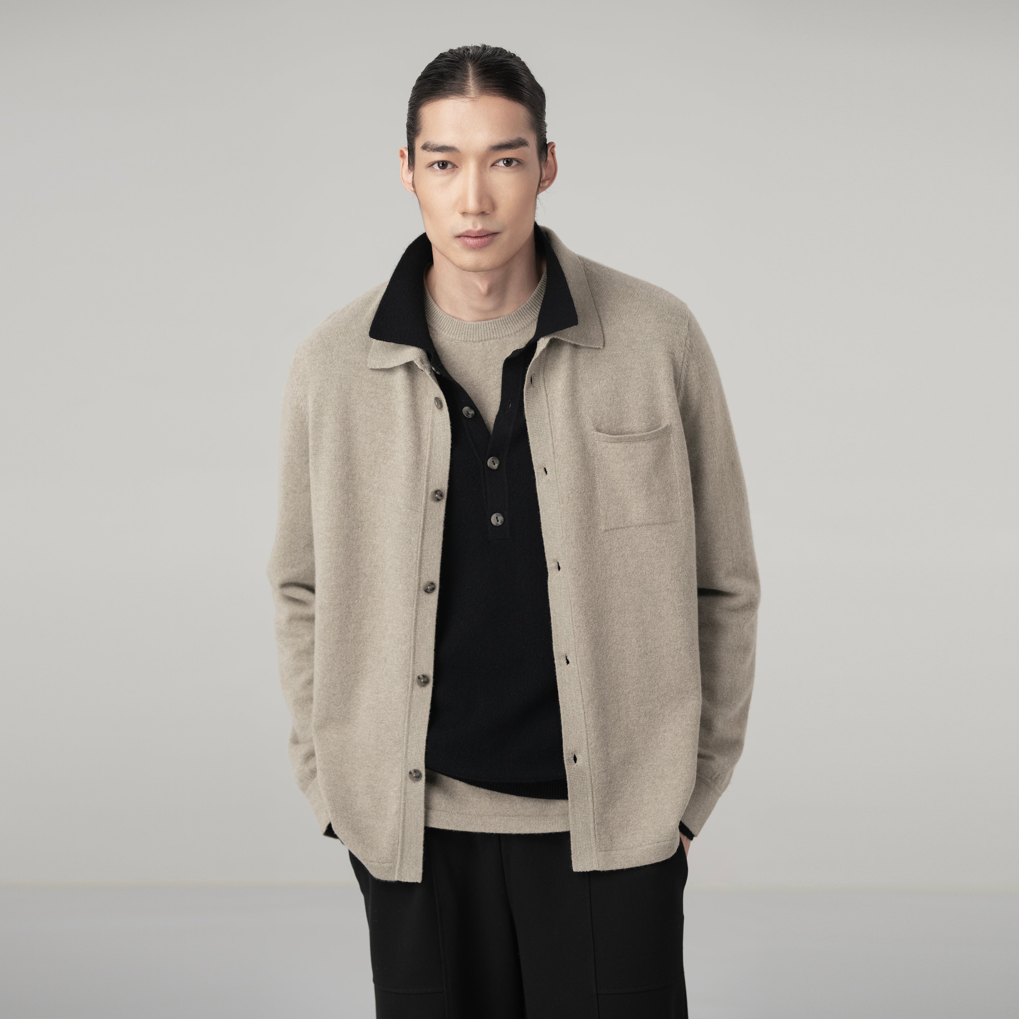 Cashmere Polo Cardigan