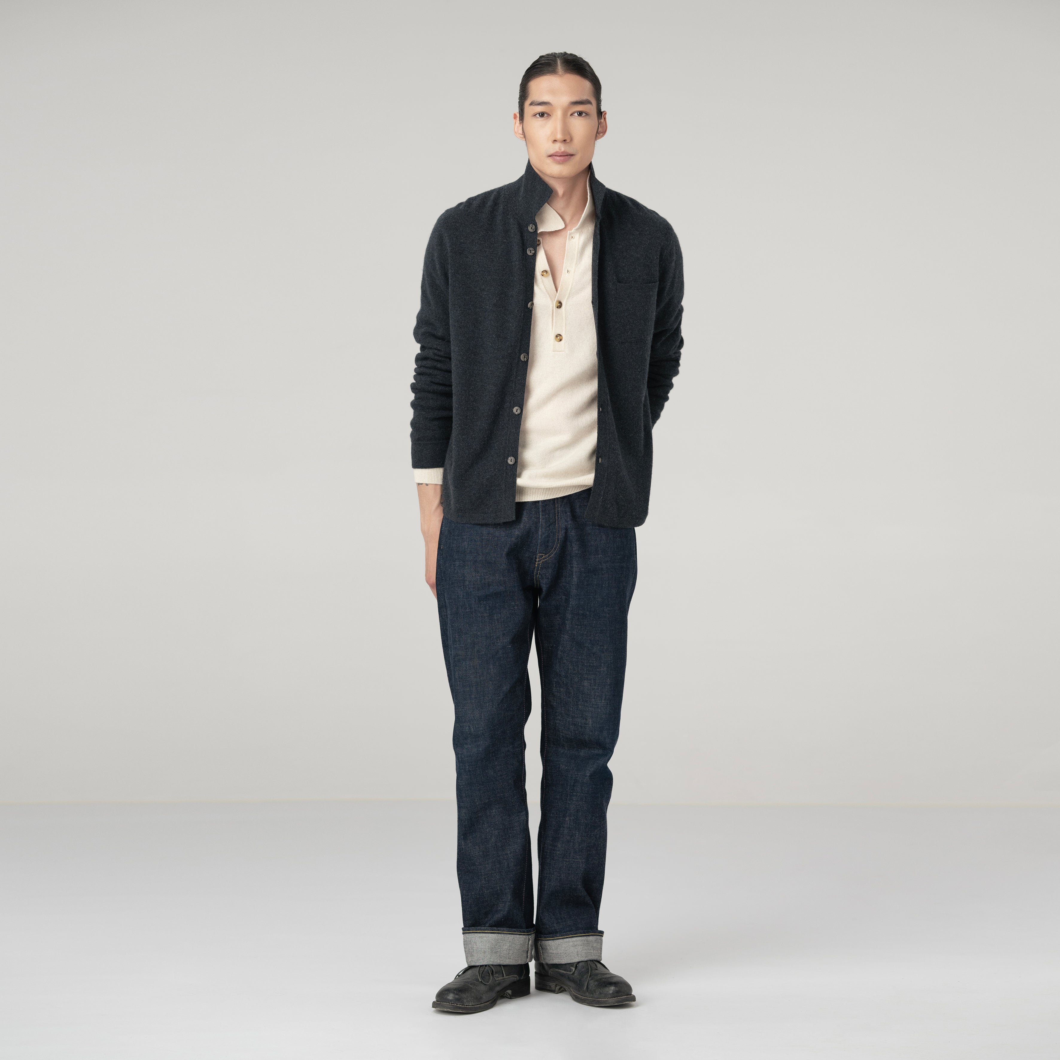 Cashmere Polo Cardigan
