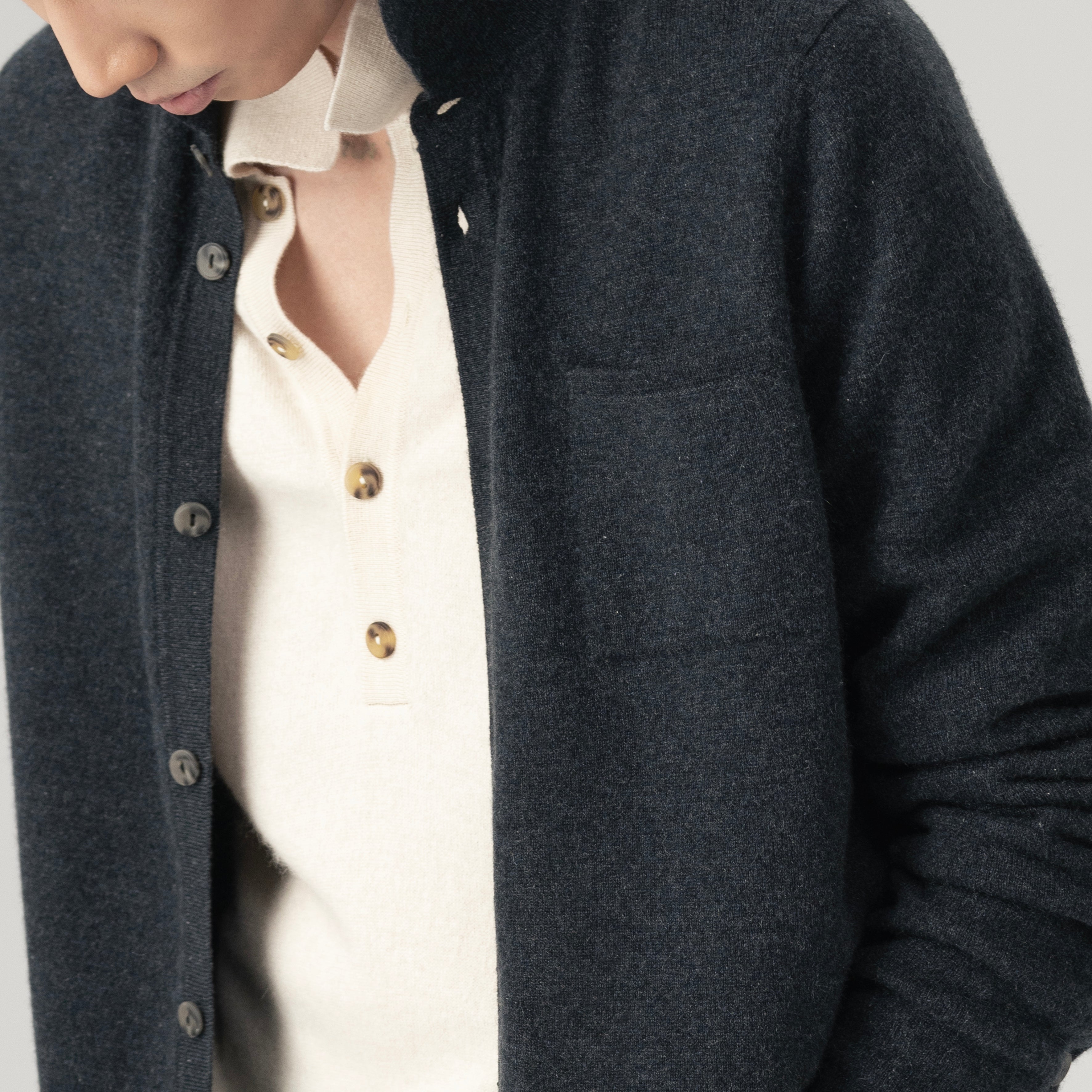Cashmere Polo Cardigan
