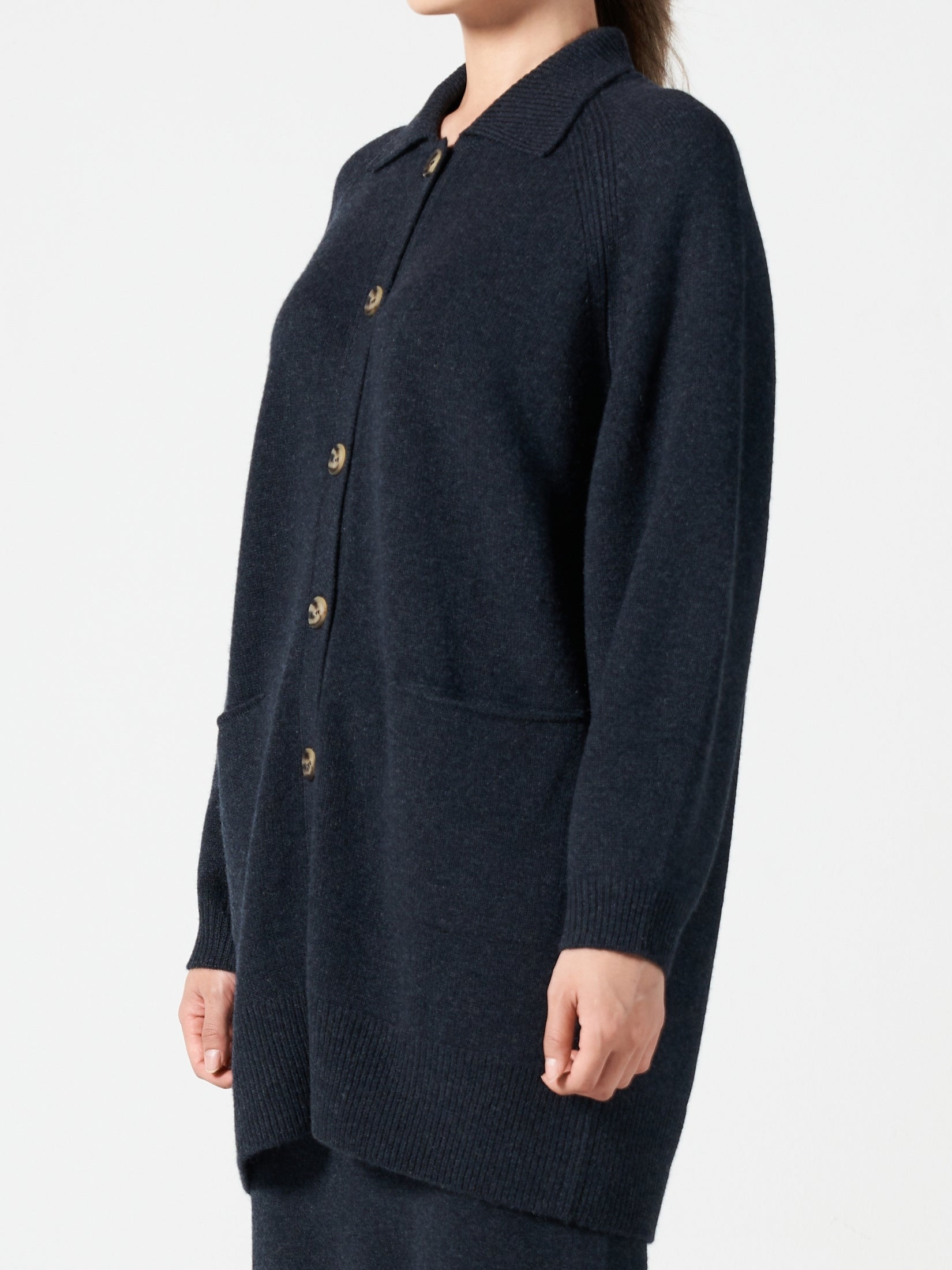 Cashmere Long Polo Cardigan