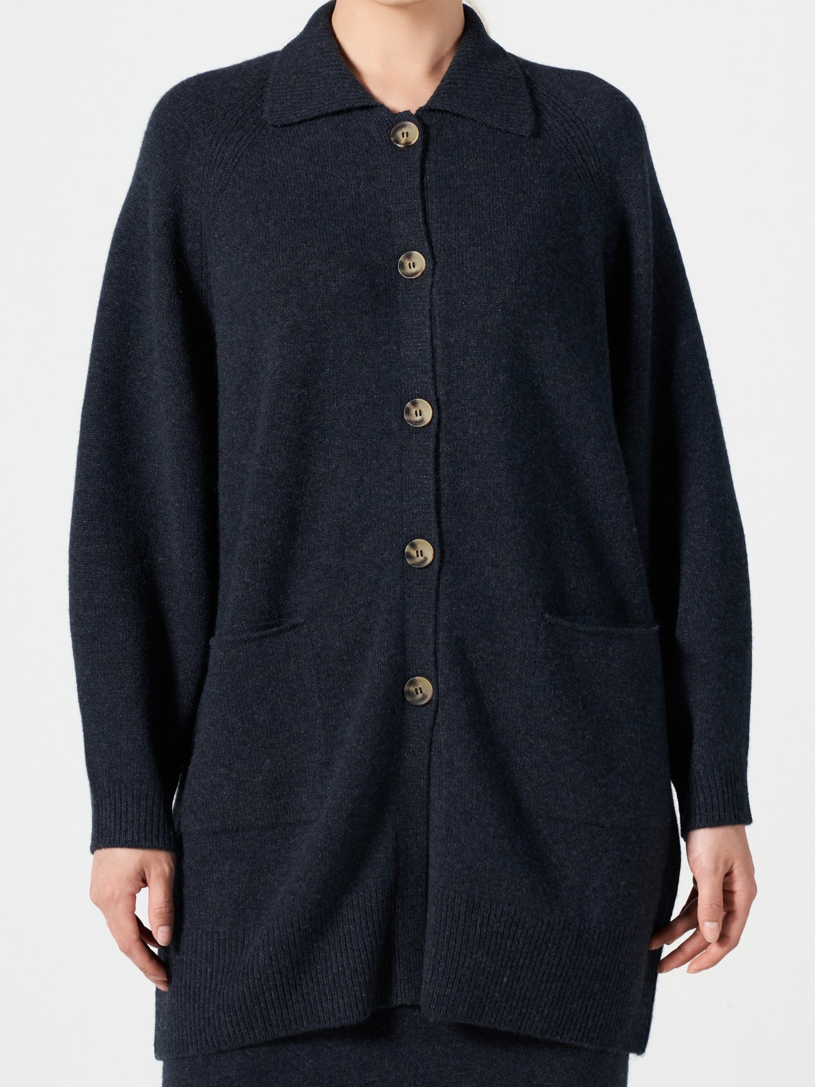Cashmere Long Polo Cardigan