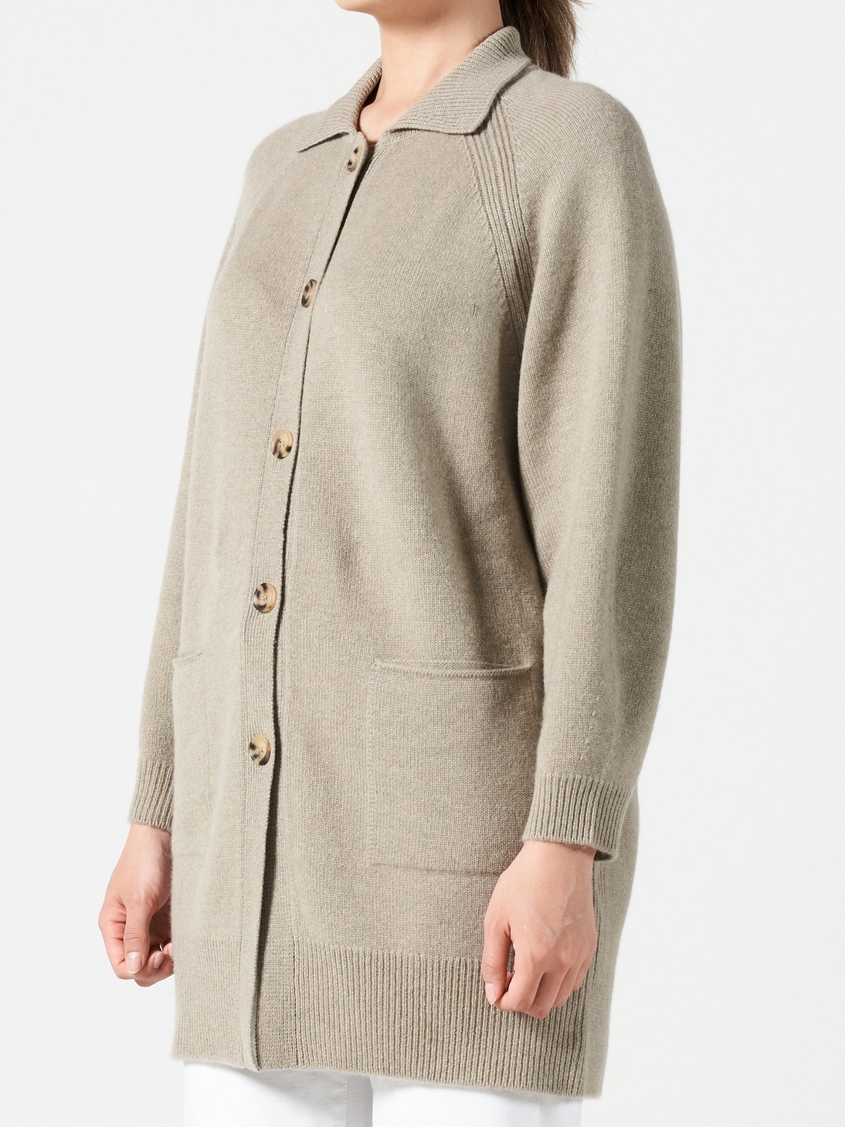 Cashmere Long Polo Cardigan