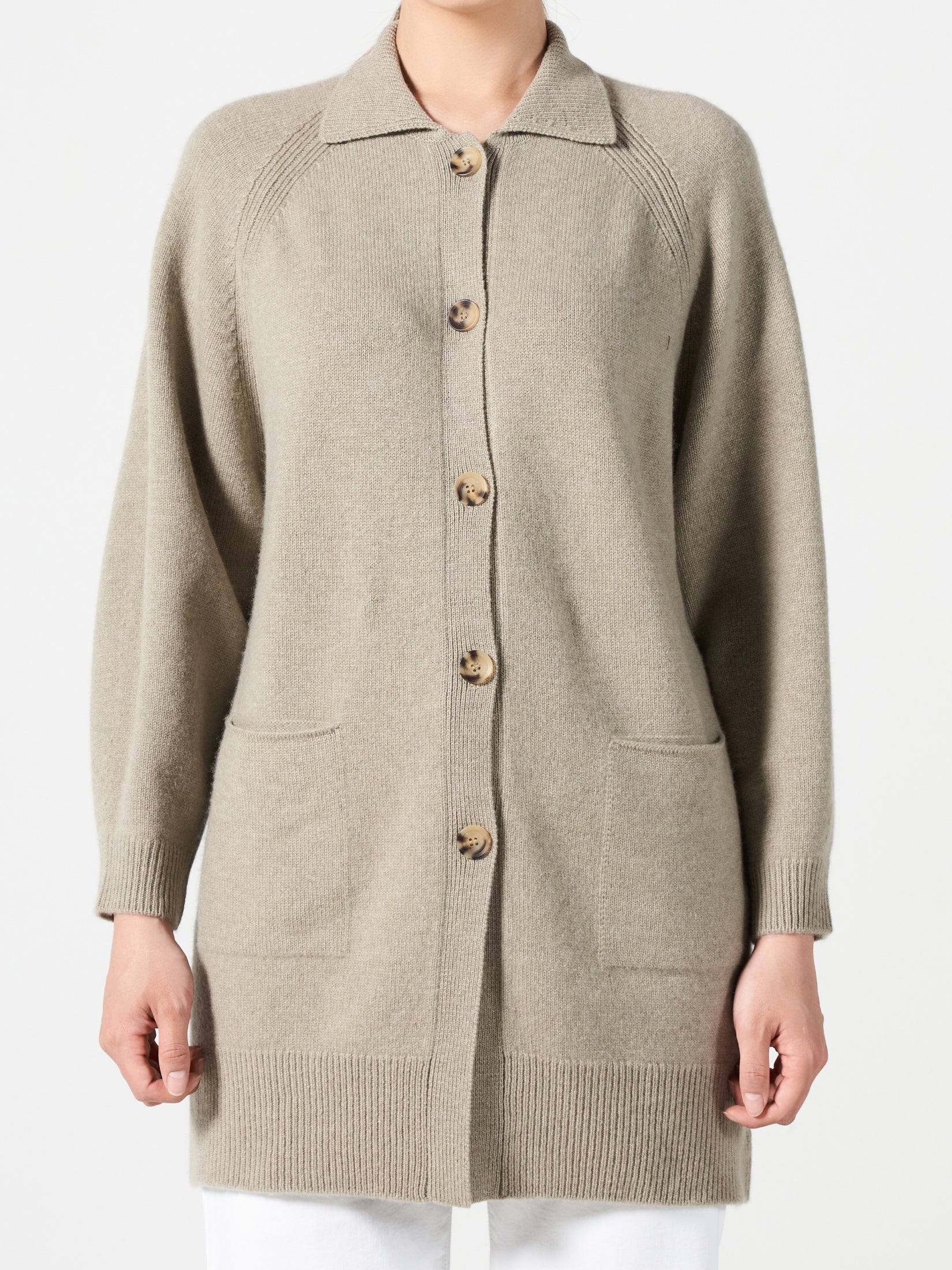 Cashmere Long Polo Cardigan