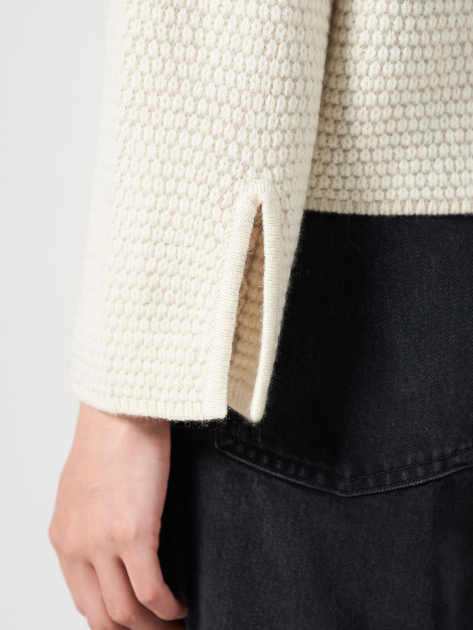Moss Stitch Cashmere Polo Cardigan