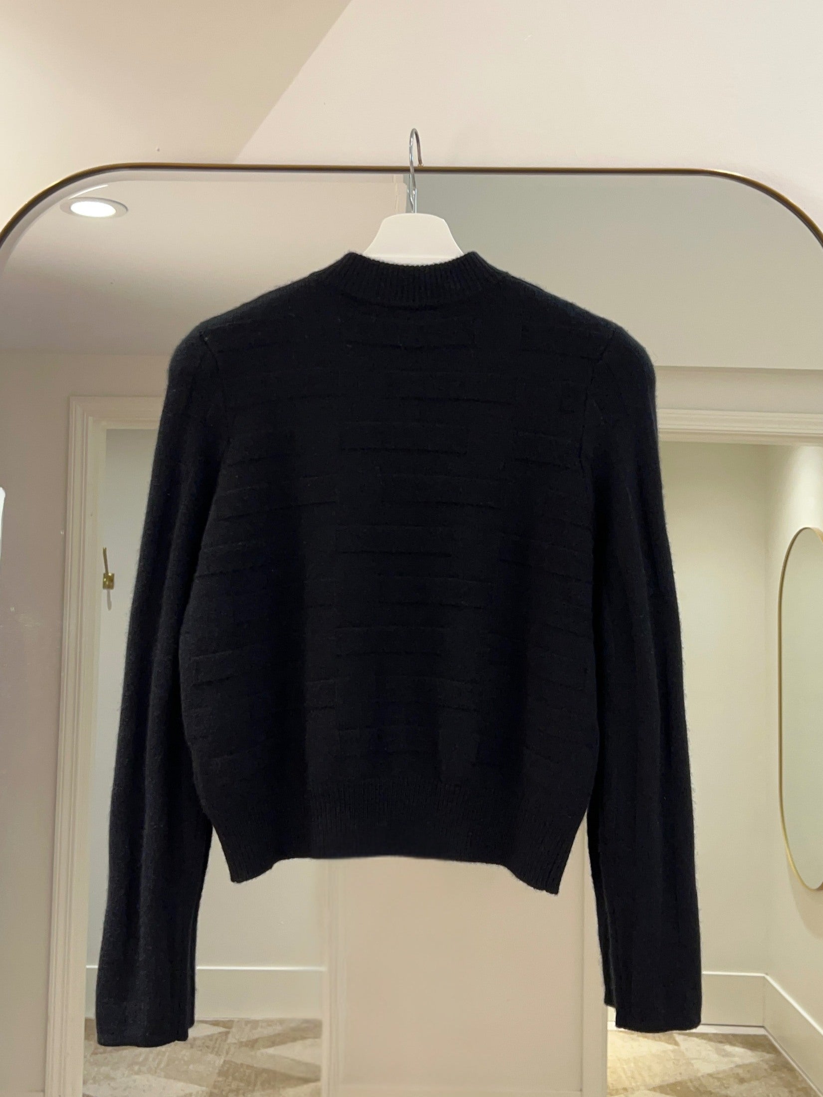 Rectangle Stitch Crop Button Cashmere Cardigan