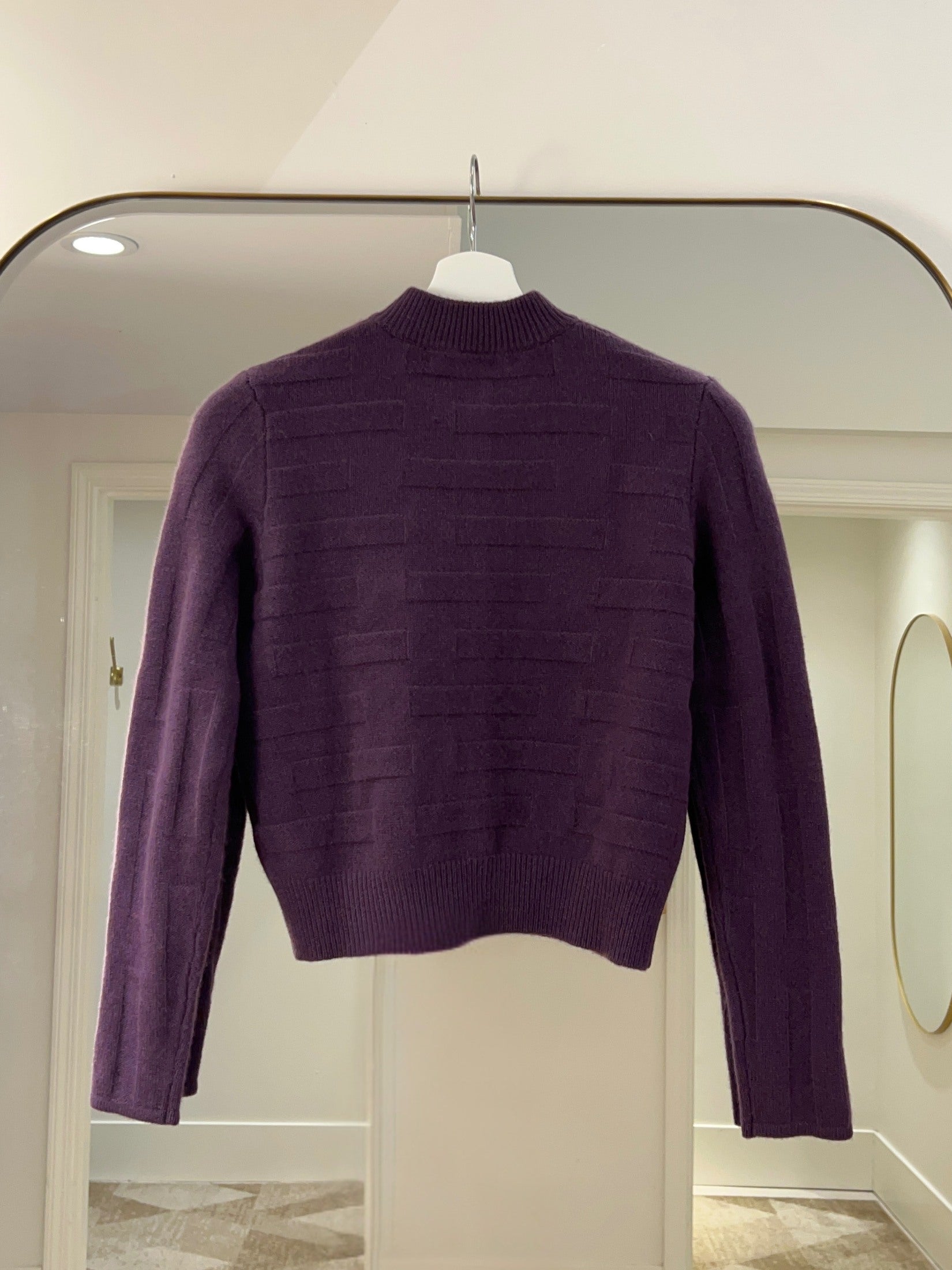 Rectangle Stitch Crop Button Cashmere Cardigan