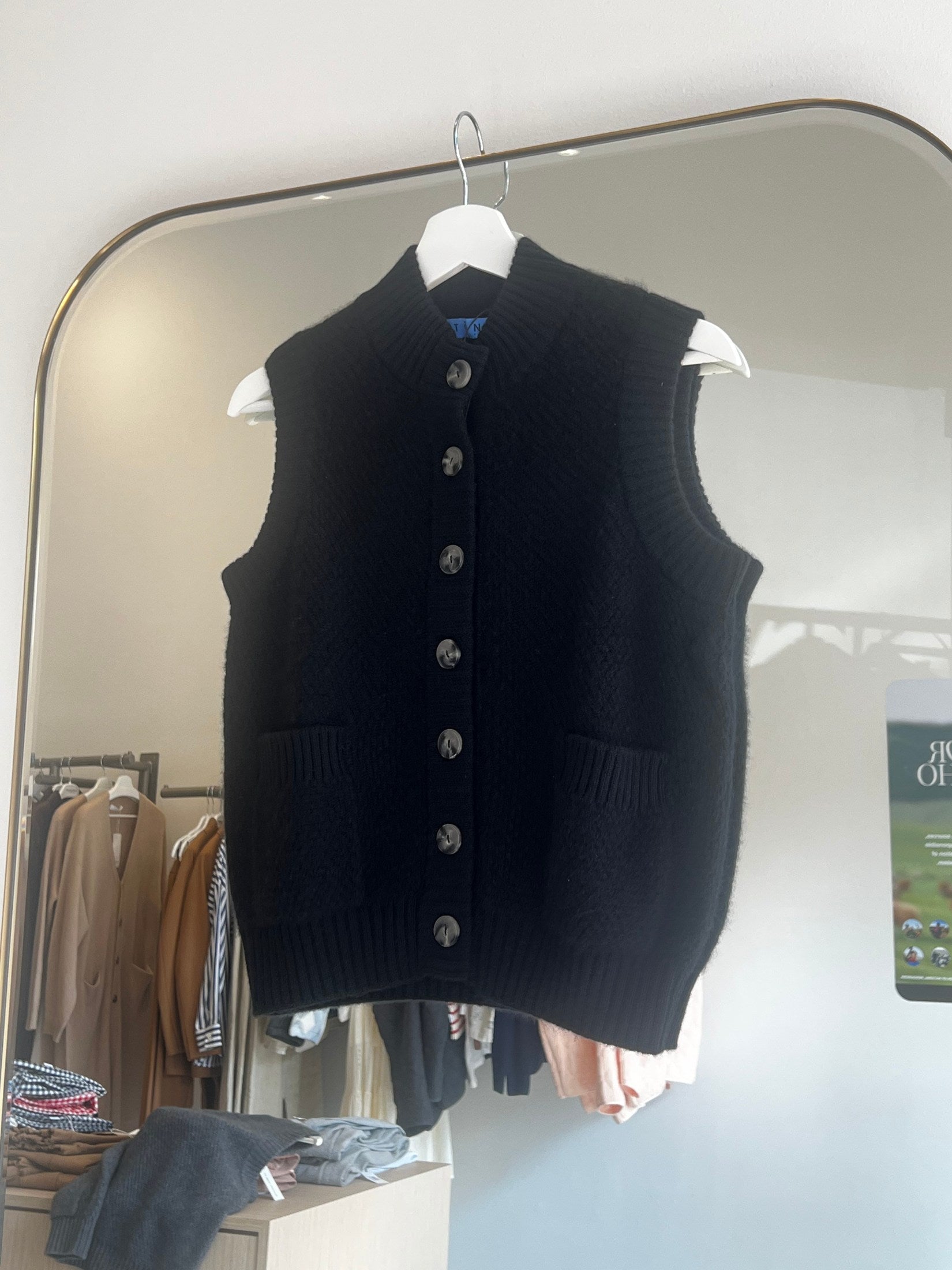 Moss Stitch Cashmere Button Vest