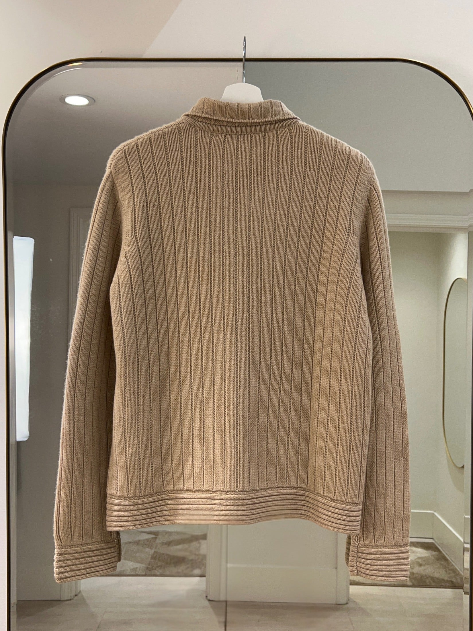Ribbed Zip Cashmere Jacket