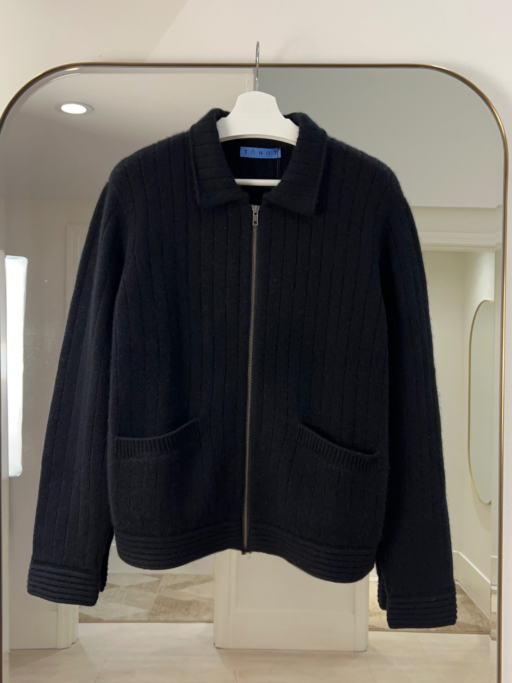 Ribbed Zip Cashmere Jacket