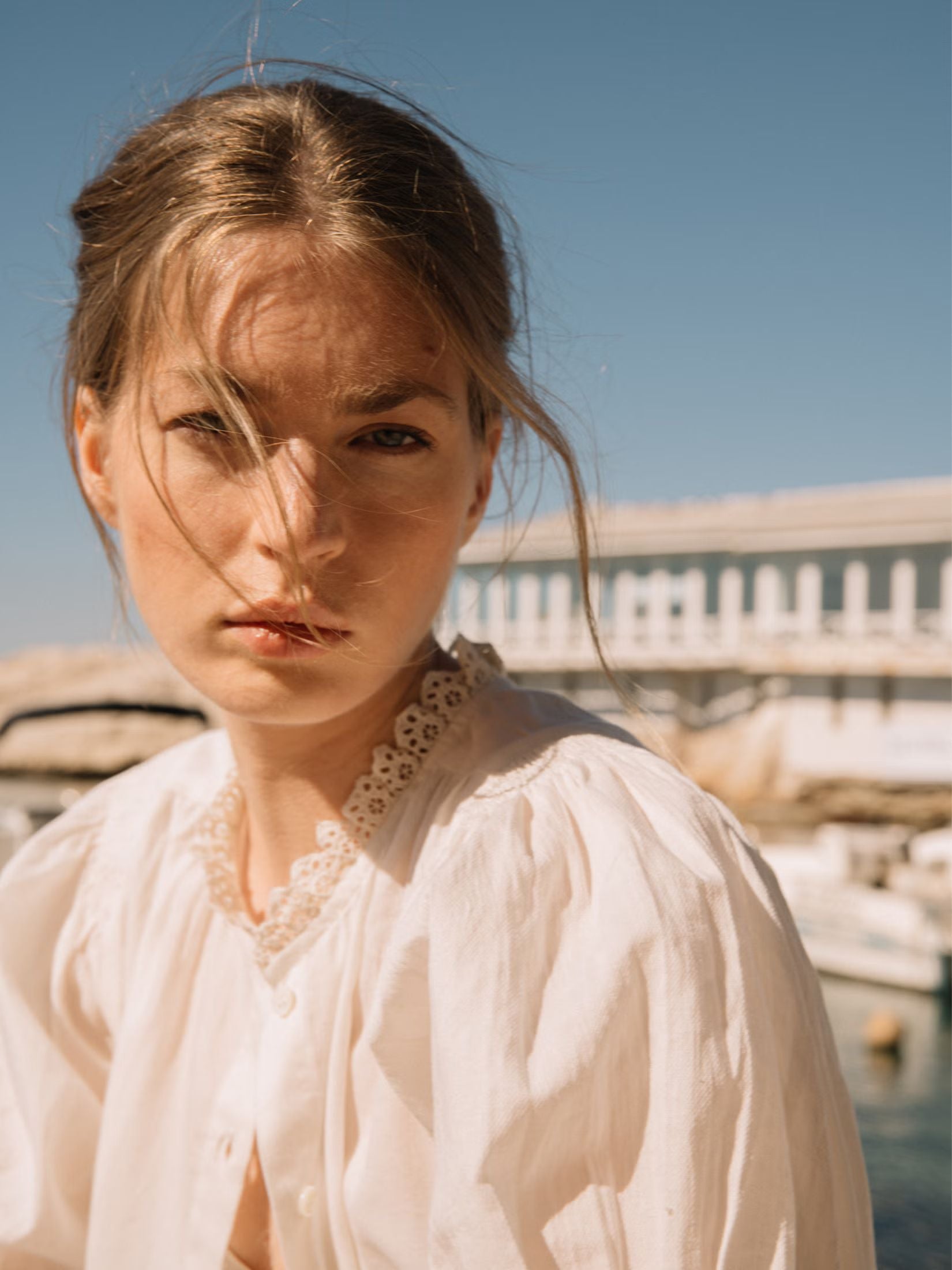 Lantern Sleeve Cotton Shirt