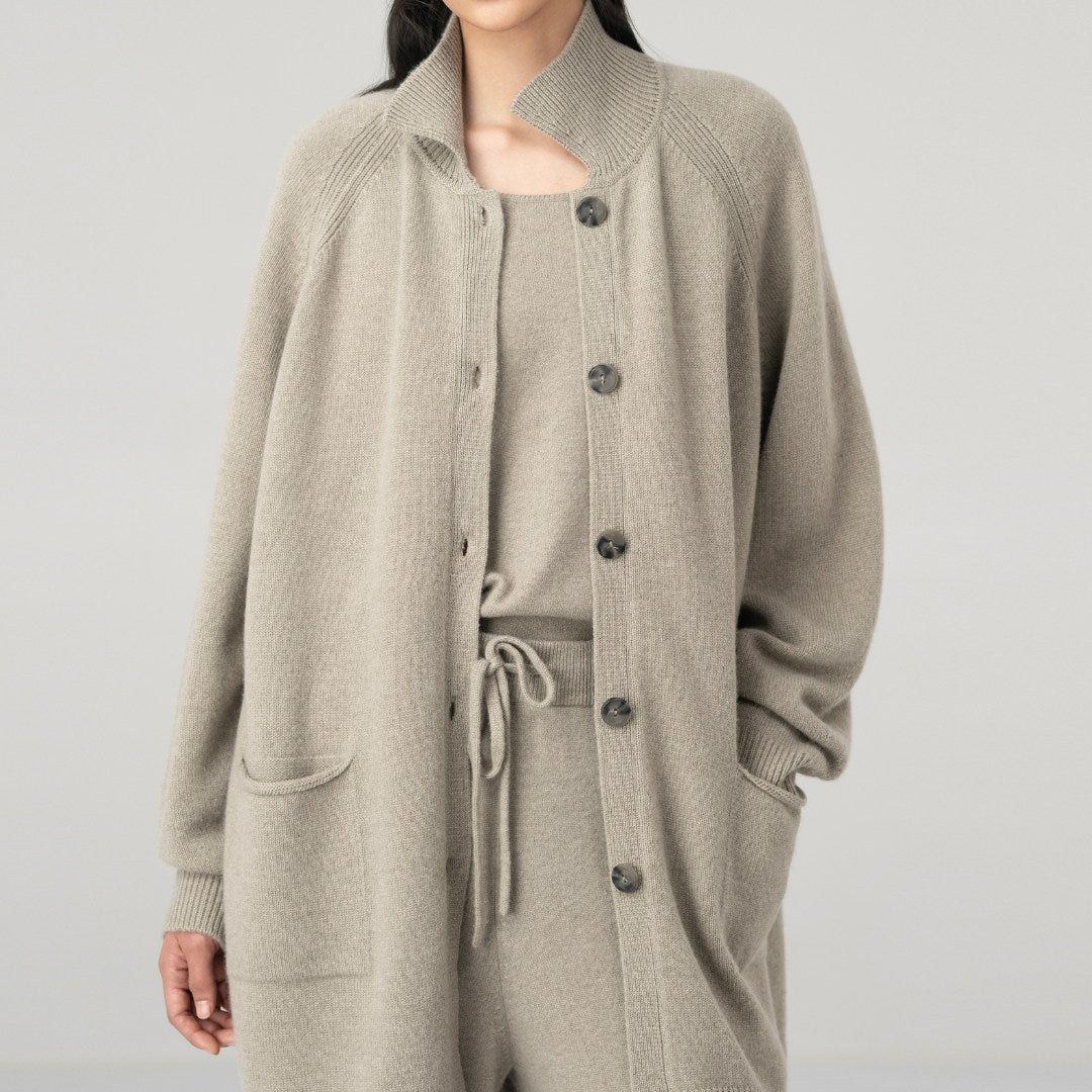 Cashmere Long Polo Cardigan