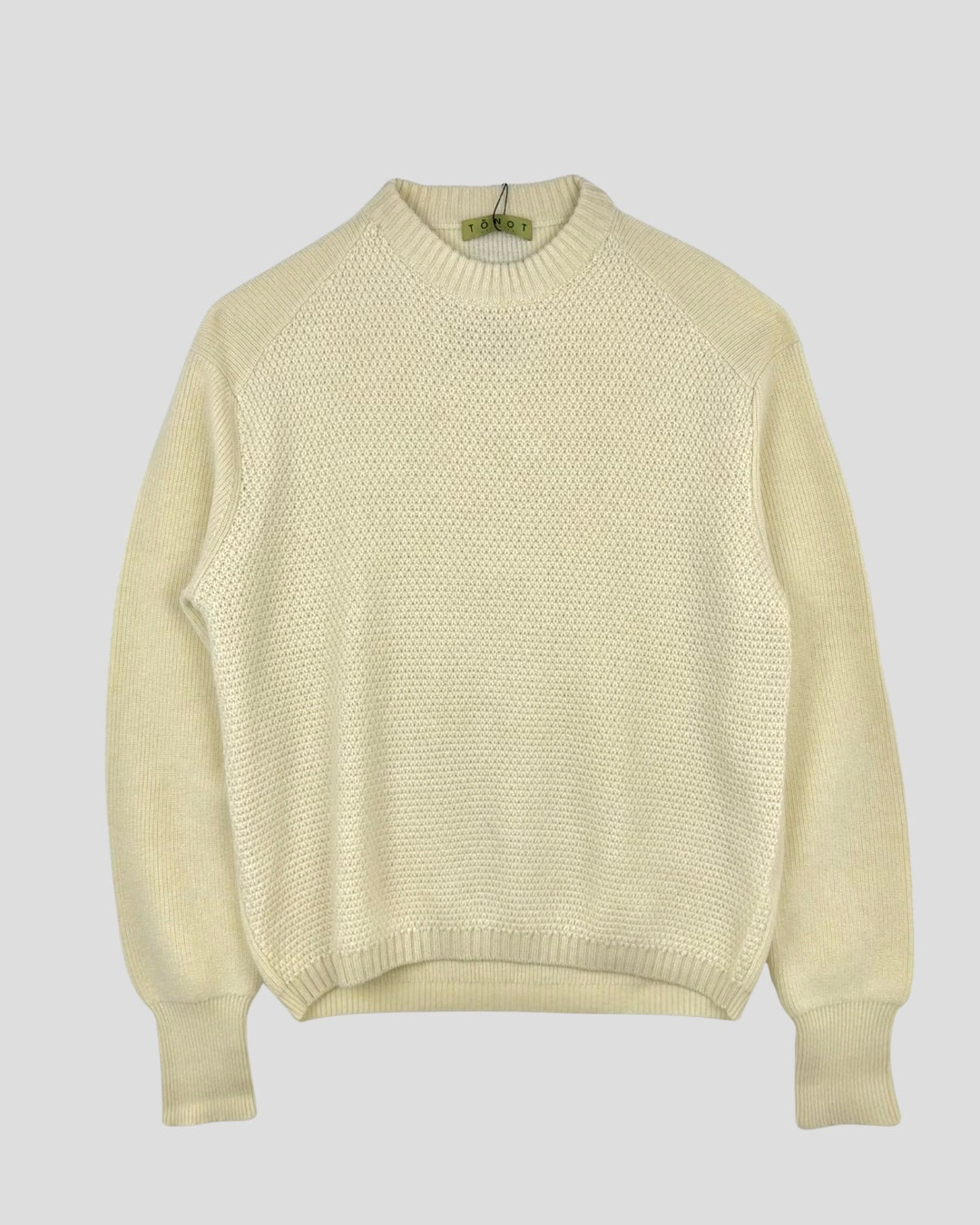 Cashmere Moss Stitch Round Neck-Cream