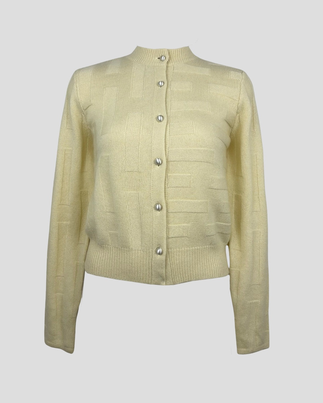 Rectangle Stitch Crop Button Cashmere Cardigan