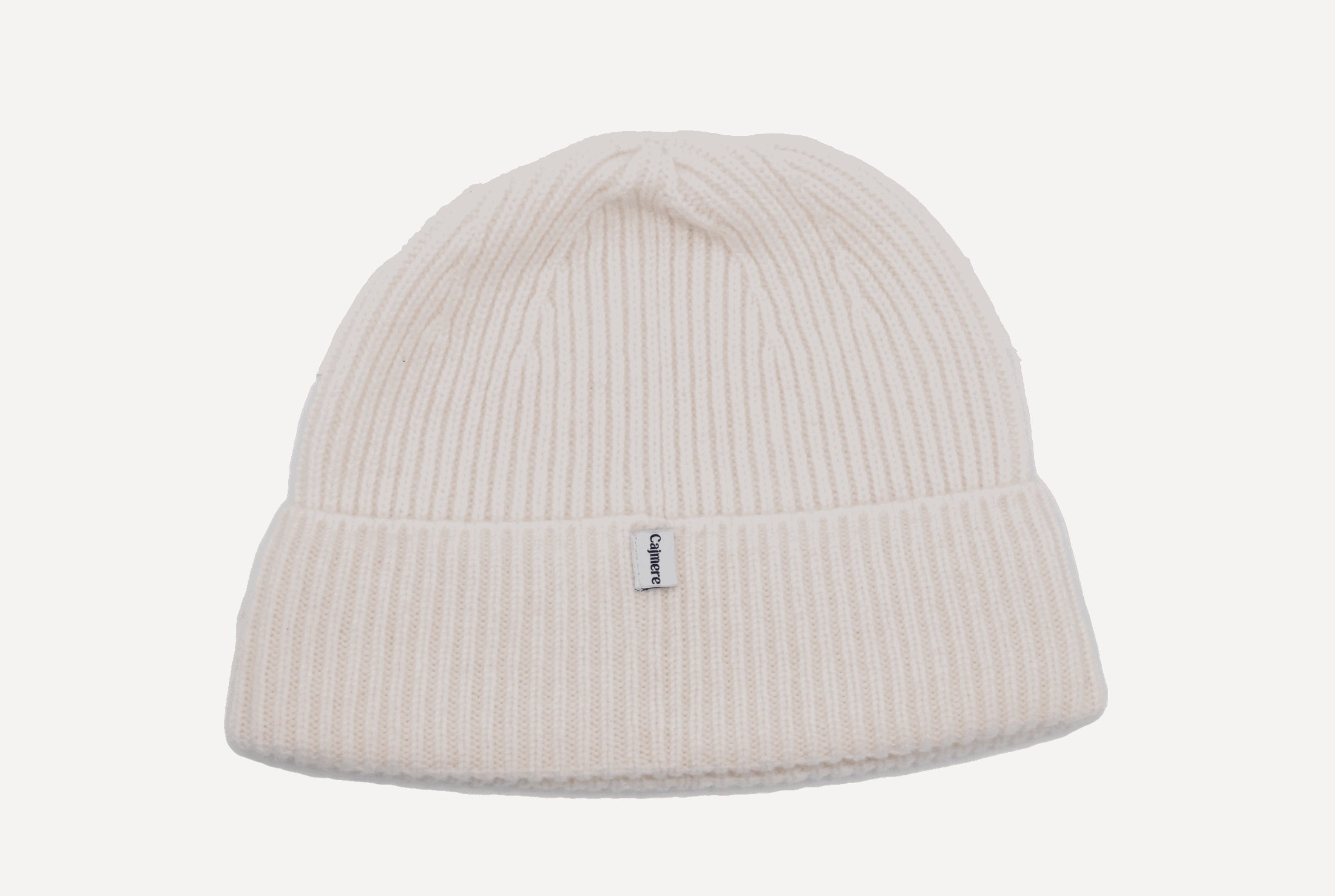 White cashmere beanie.