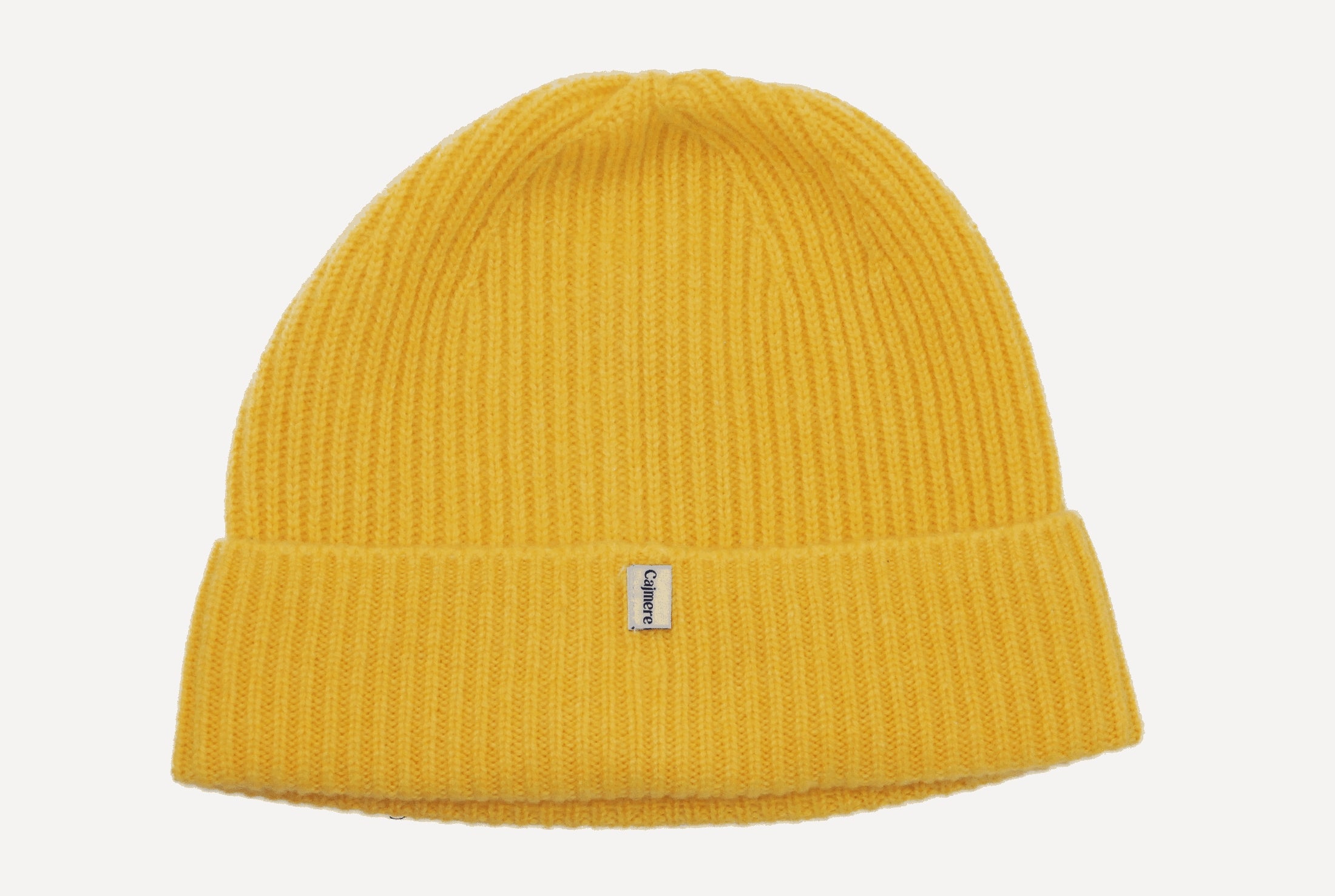 Yellow cashmere beanie.