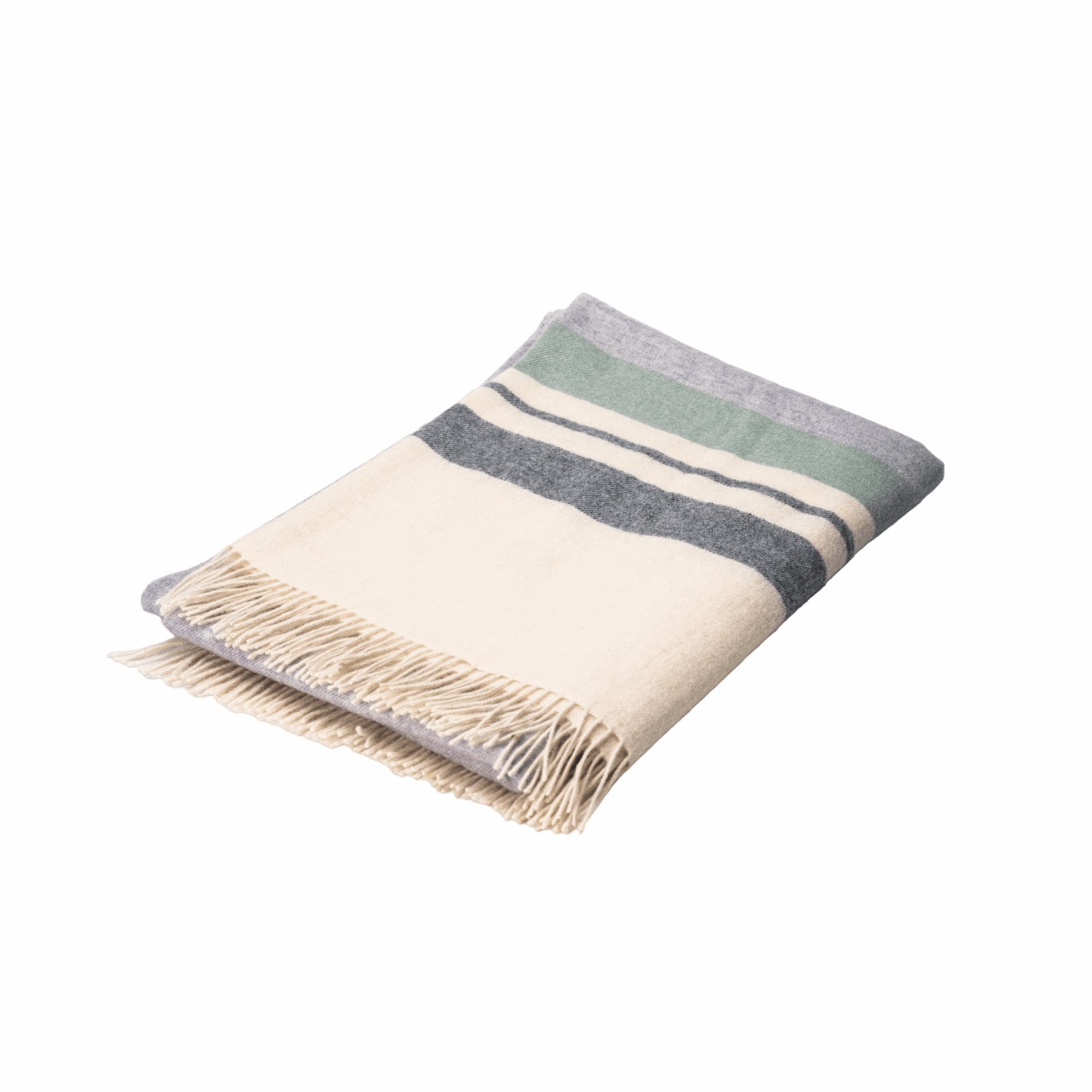 Striped ivory cashmere blanket from Mongolia 