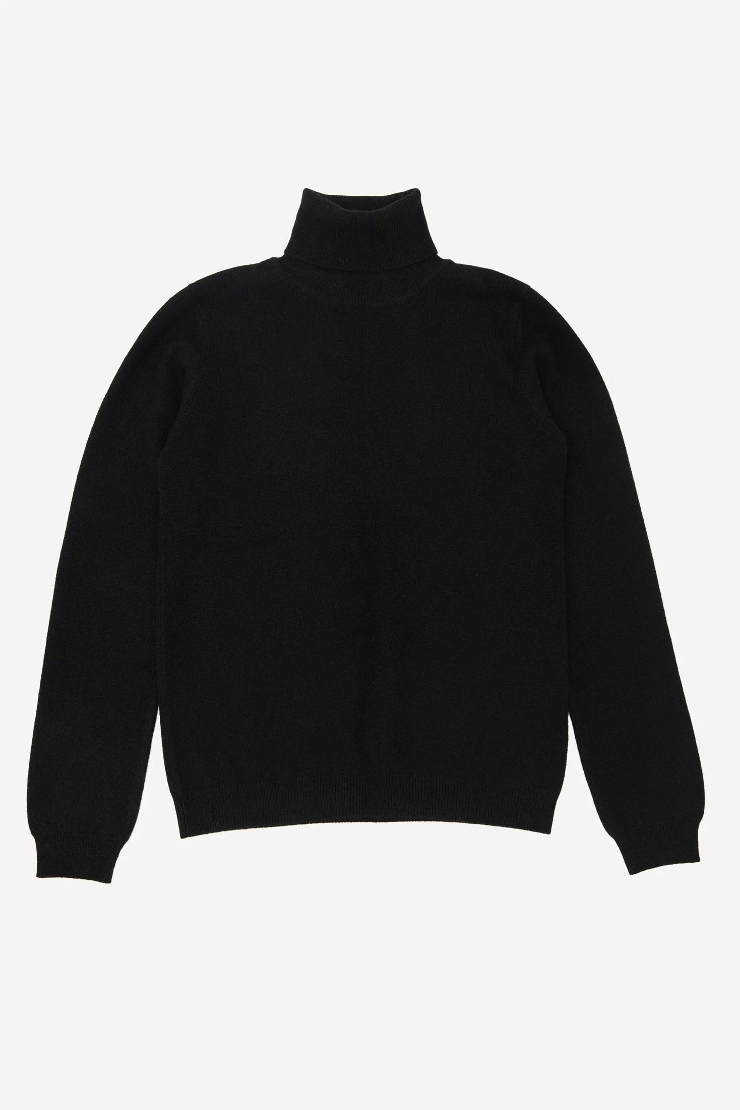 Black cashmere turtleneck sweater.