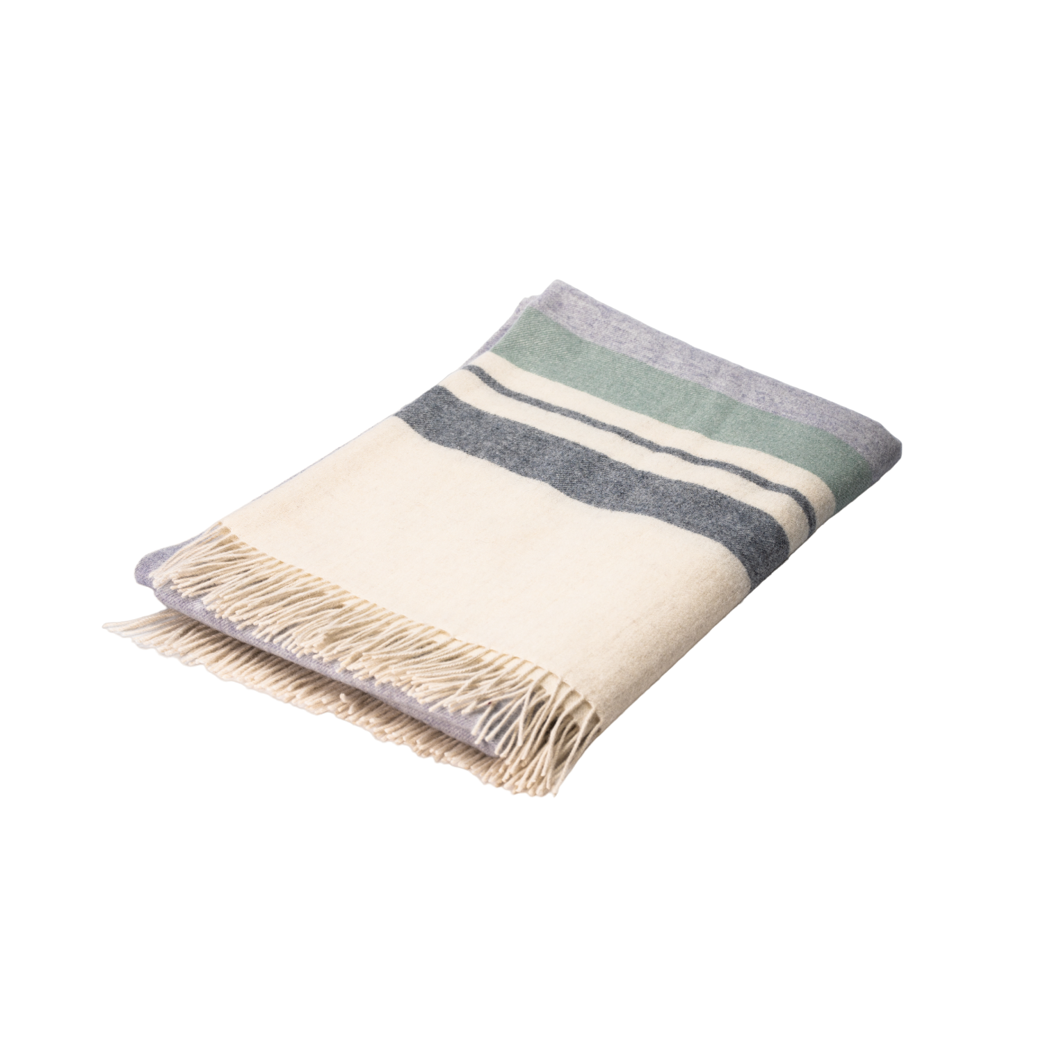 Striped ivory cashmere blanket from Mongolia 