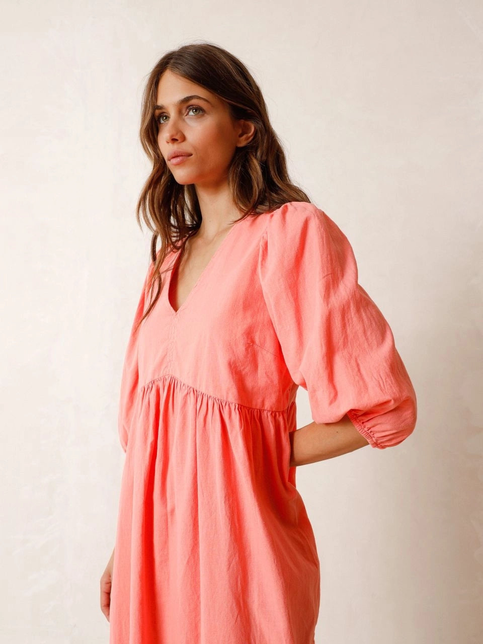 Cotton Linen Mix Flowy Dress