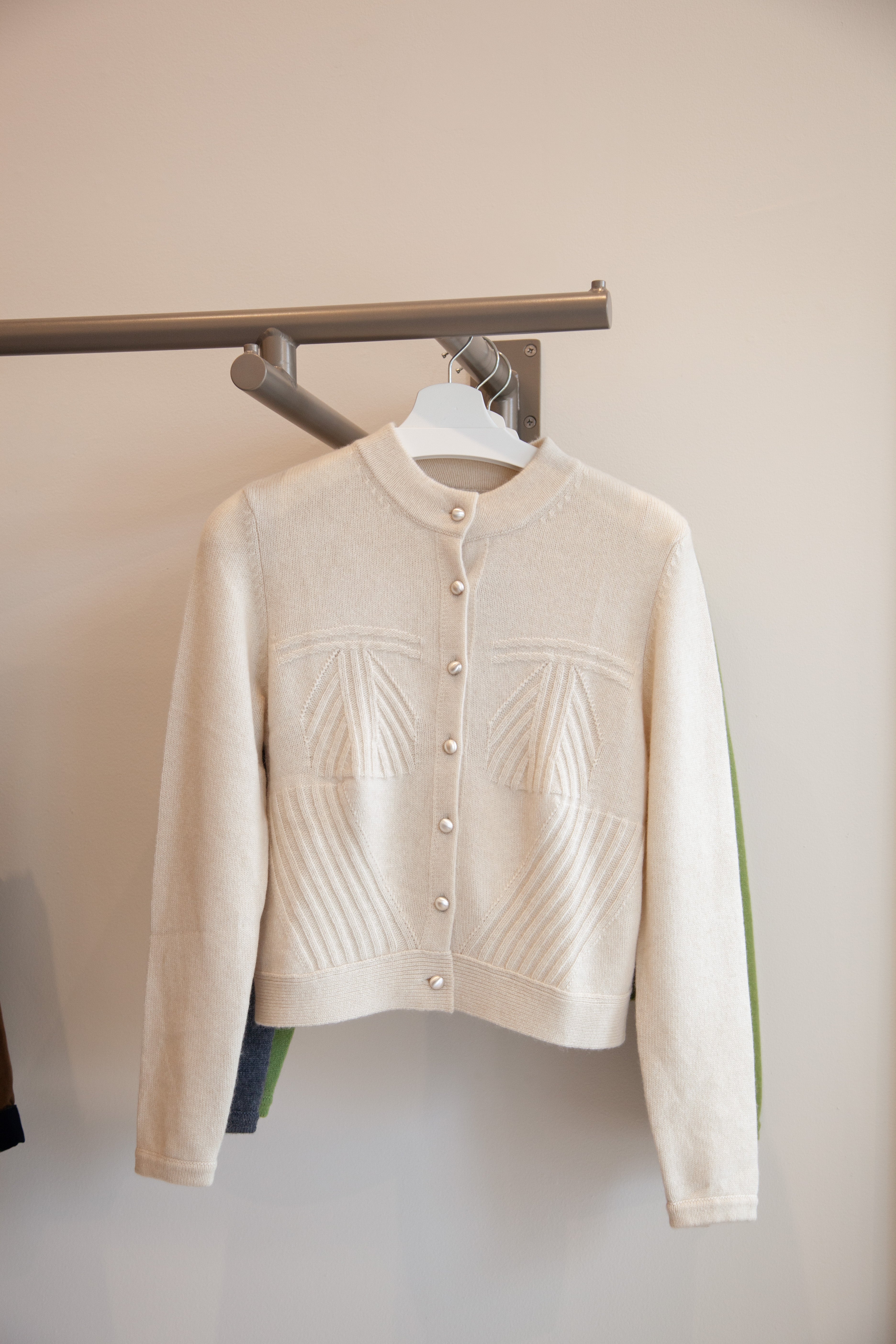 Shift stitch crop button cardigan