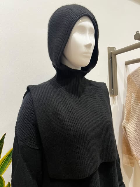 Black cashmere balaclava