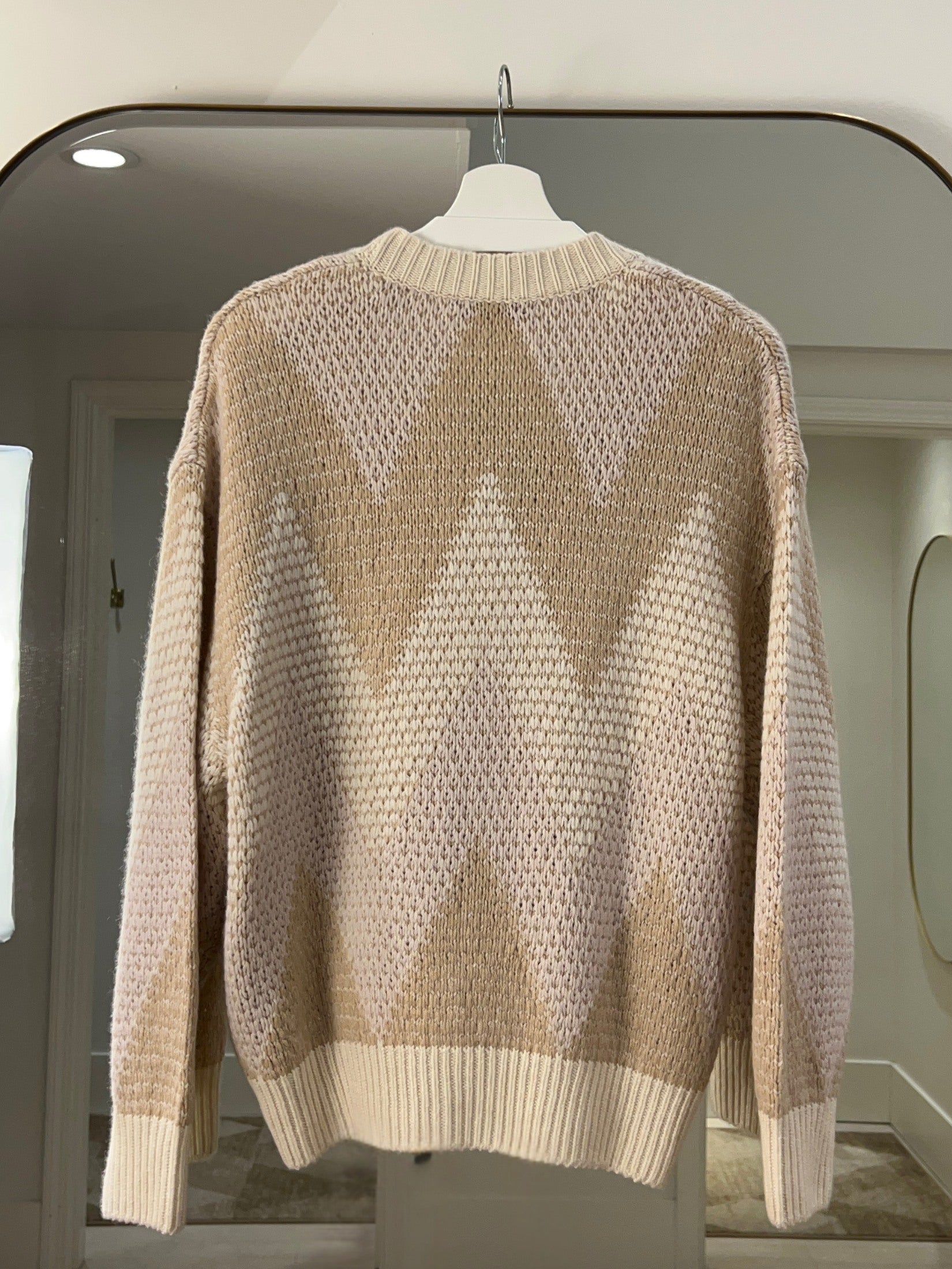 Cashmere Drop Stitch Intarsia Cardigan
