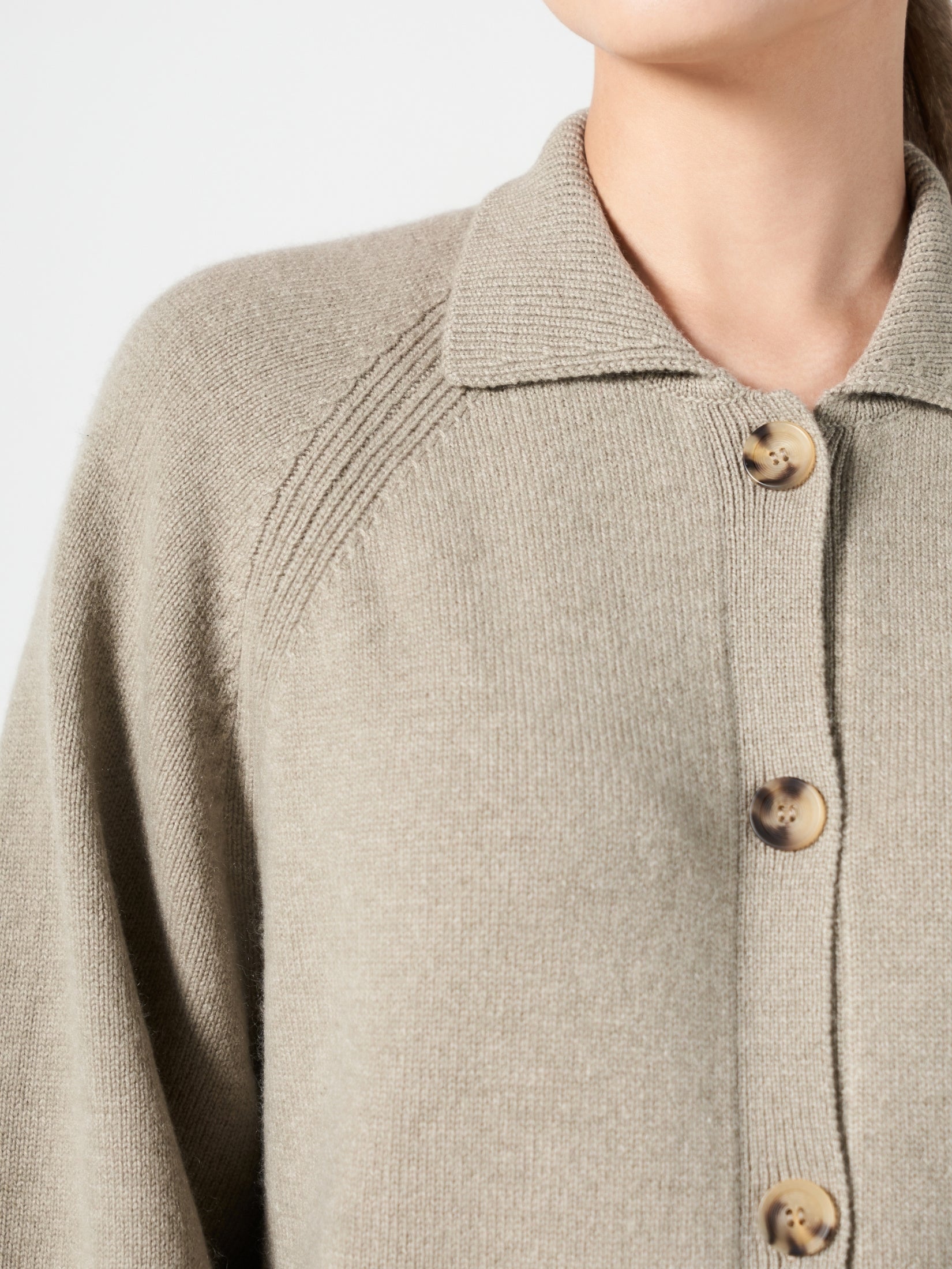 Cashmere Long Polo Cardigan