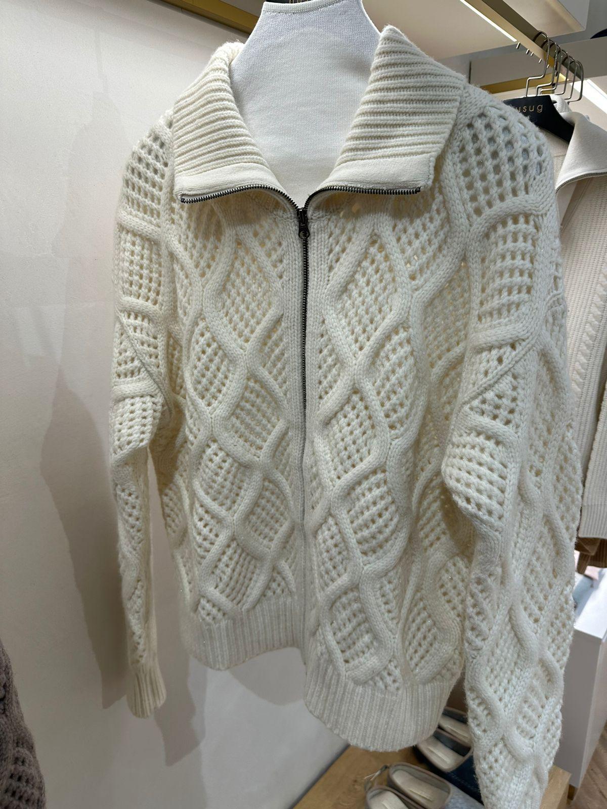 Zipper Knitted Cashmere Cardigan