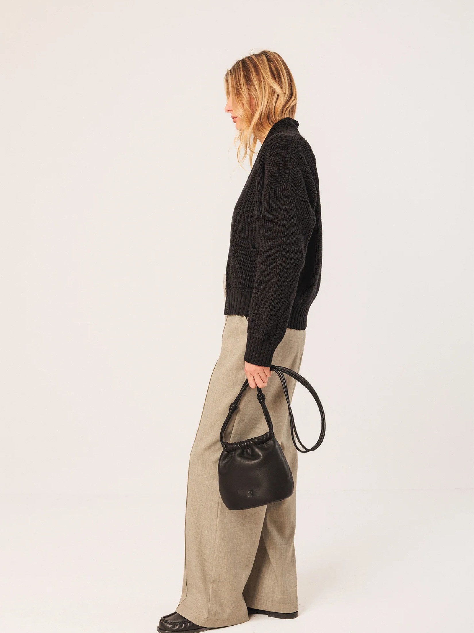 Gathered Leather Tote