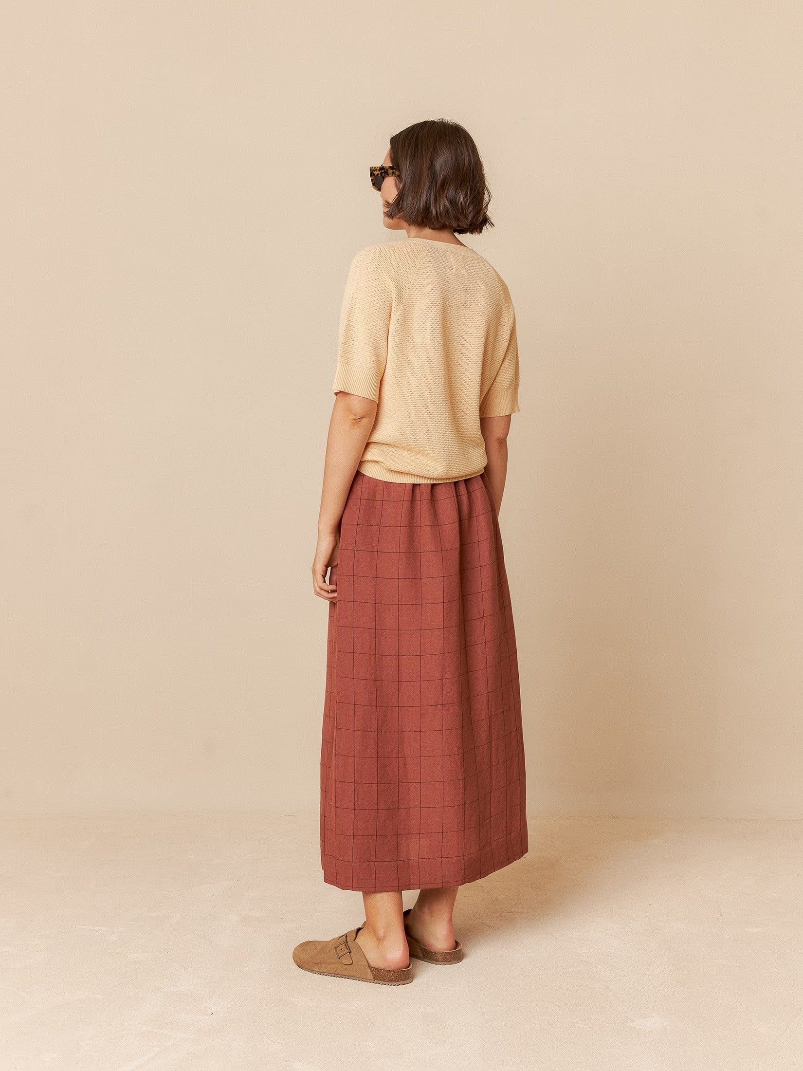 Windowpane Check Skirt