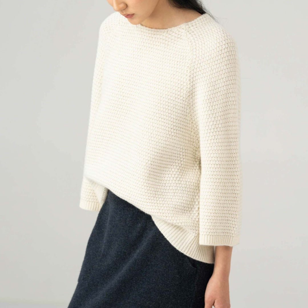 Moss Stitch Boxy Cashmere Sweater