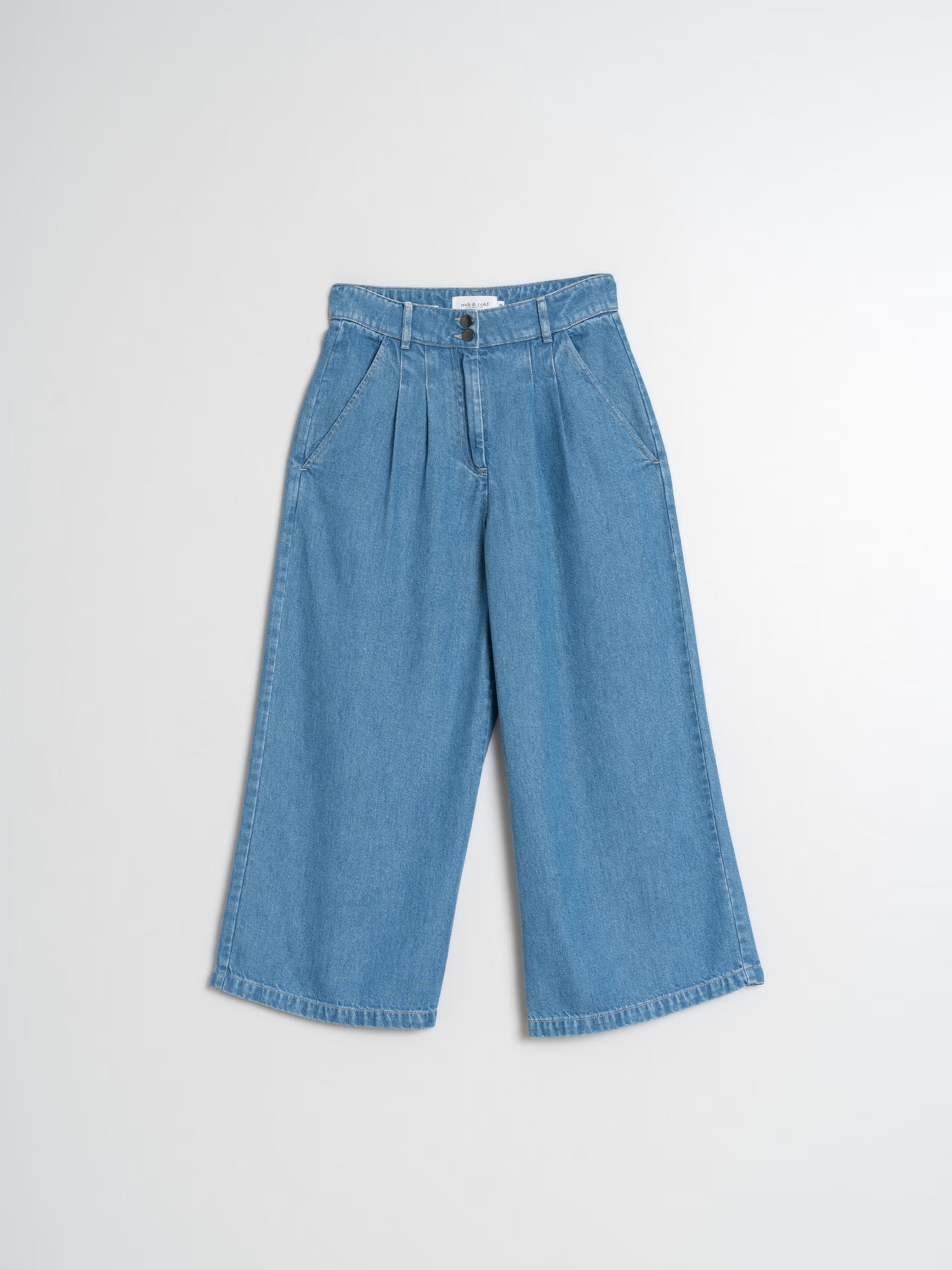 Washed effect denim pants